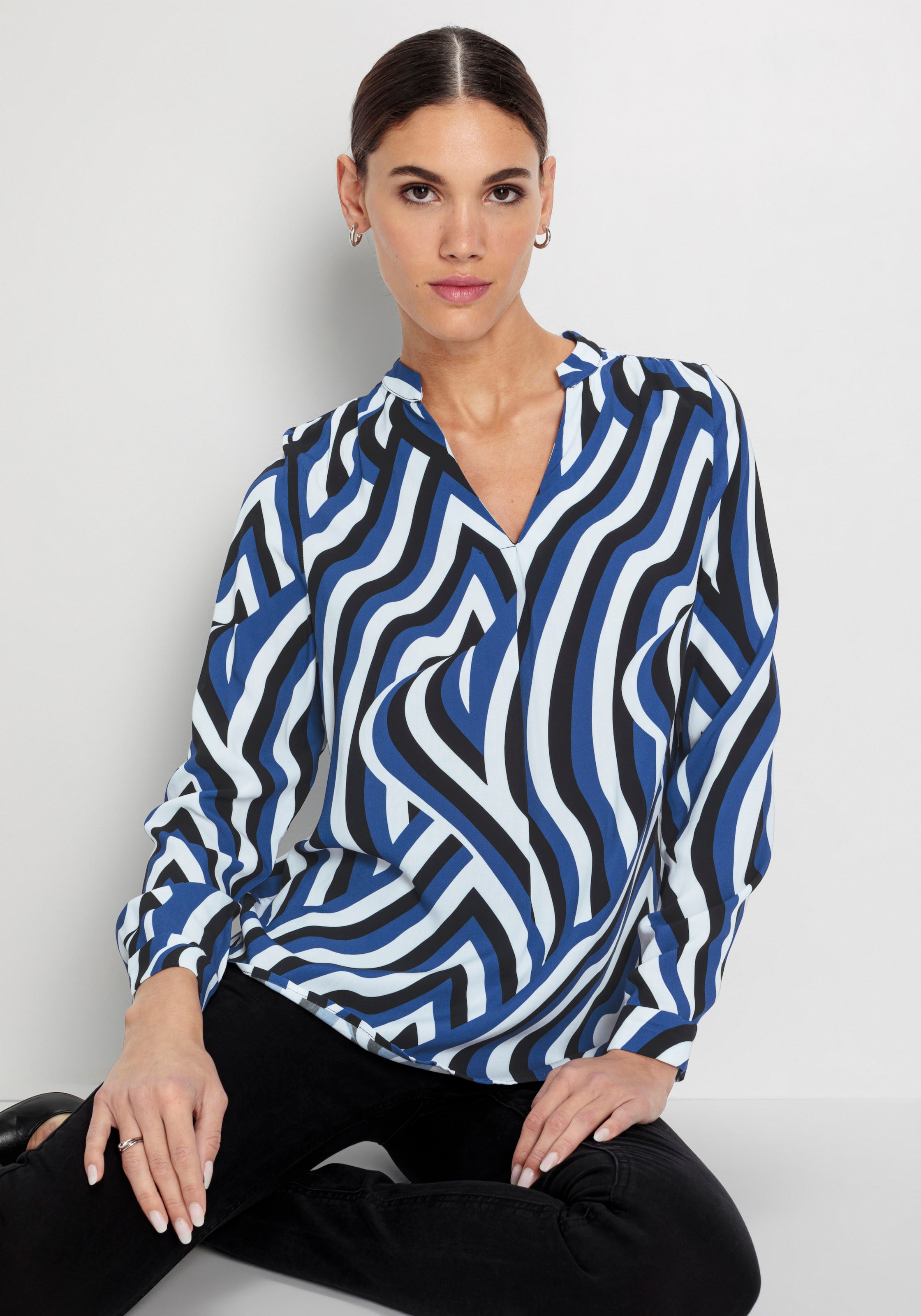 HECHTER PARIS Klassische Bluse, mit elegantem V-Ausschnitt