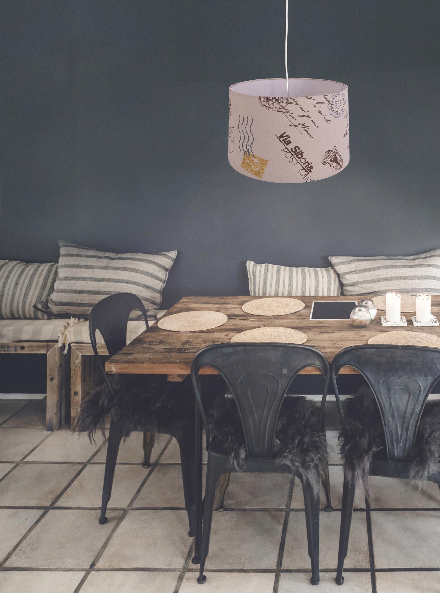 näve Pendelleuchte »PRINT«, 1 flammig, Leuchtmittel E27 | ohne Leuchtmittel, inkl. Pendel l: 120cm, transparent, Farbe: braun mit Motiv