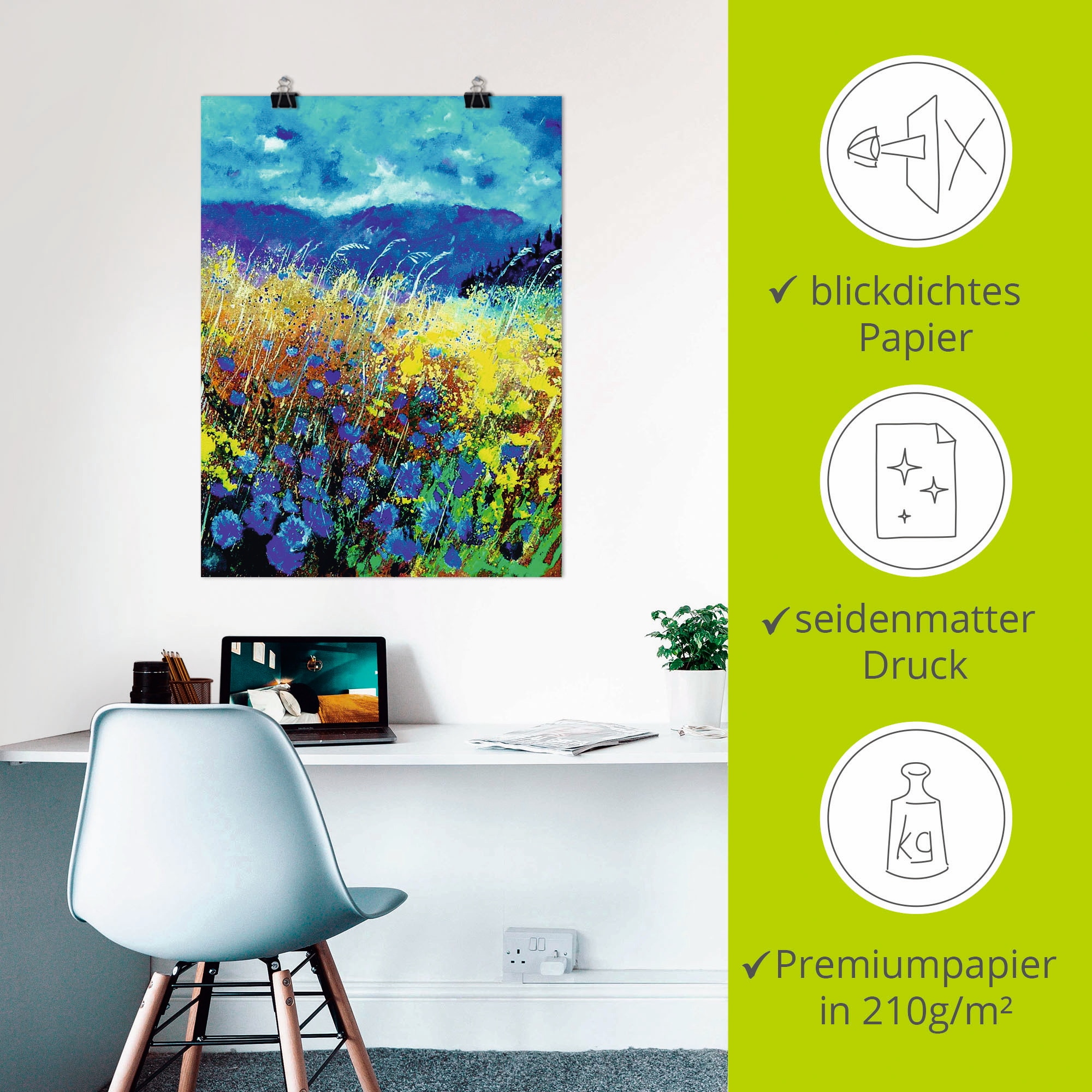 Artland Poster »Blaue wilde Blumen«, Blumenwiese, (1 St.), als Alubild, Leinwandbild, Wandaufkleber oder Poster in versch. Größen
