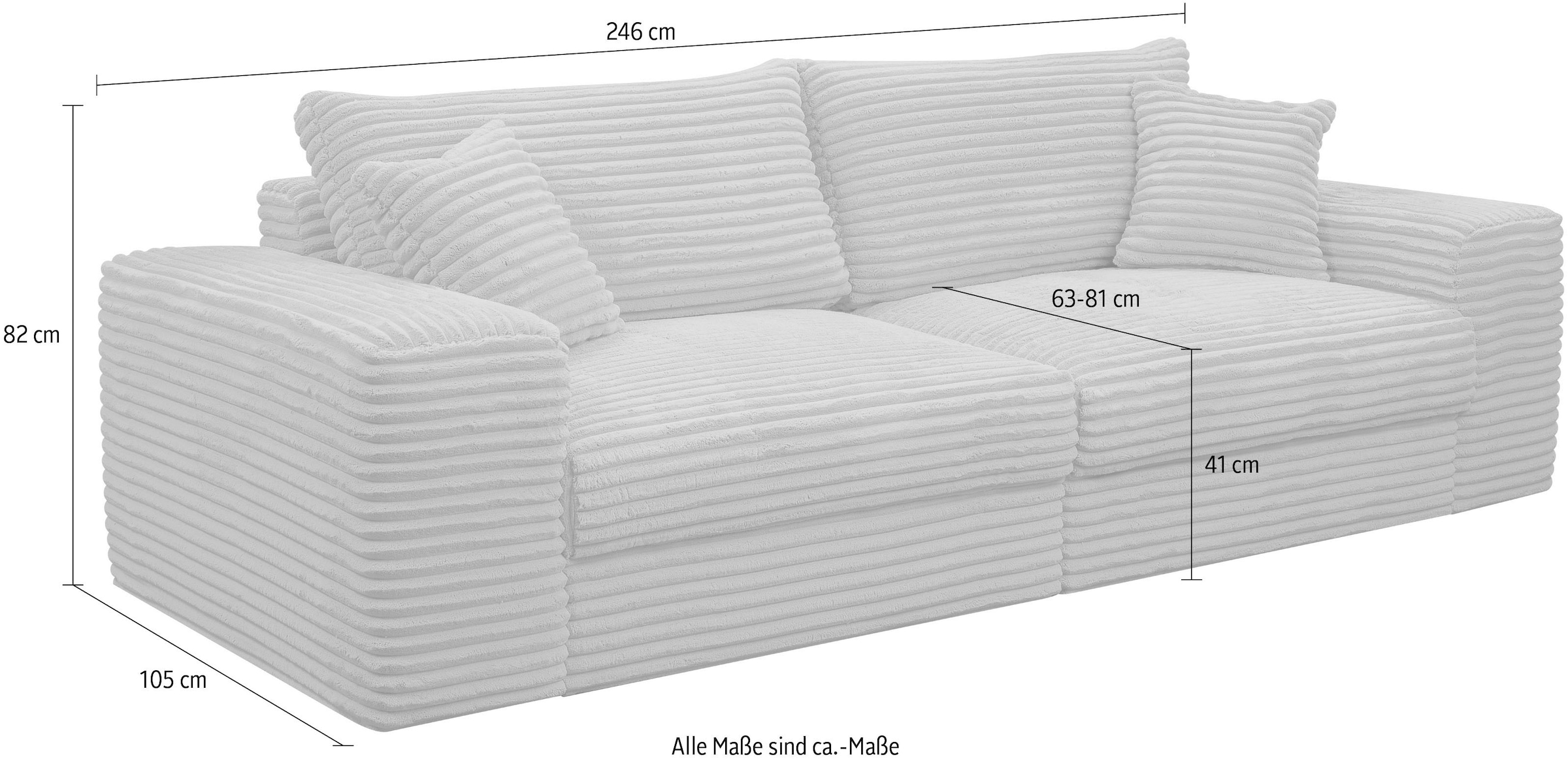 WERK2 Big-Sofa »Rozzana Mega Sofa mit viel Platz, aktuelle Bezüge. Breite 246cm«, mit losen Rückenkissen