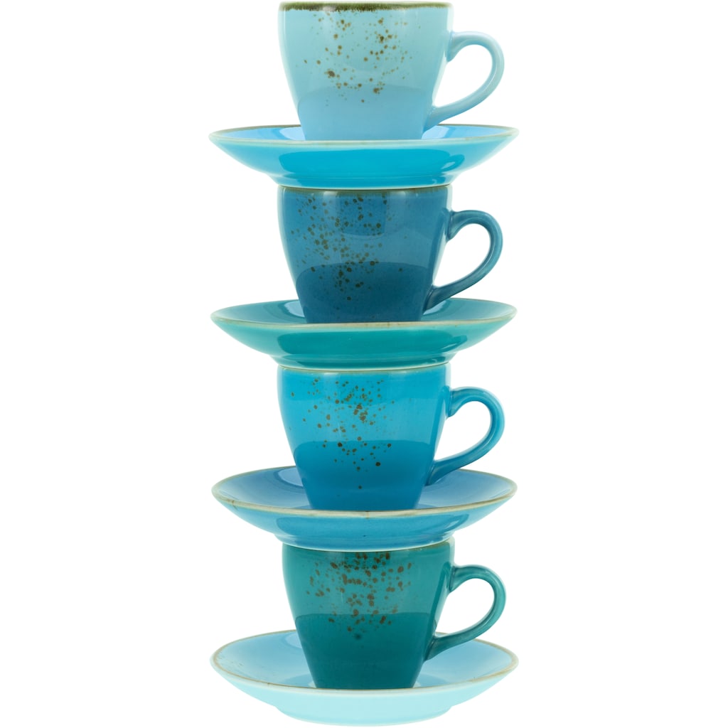 CreaTable Espressotasse »Kaffeetasse NATURE COLLECTION Aqua«, (Set, 8 tlg.)