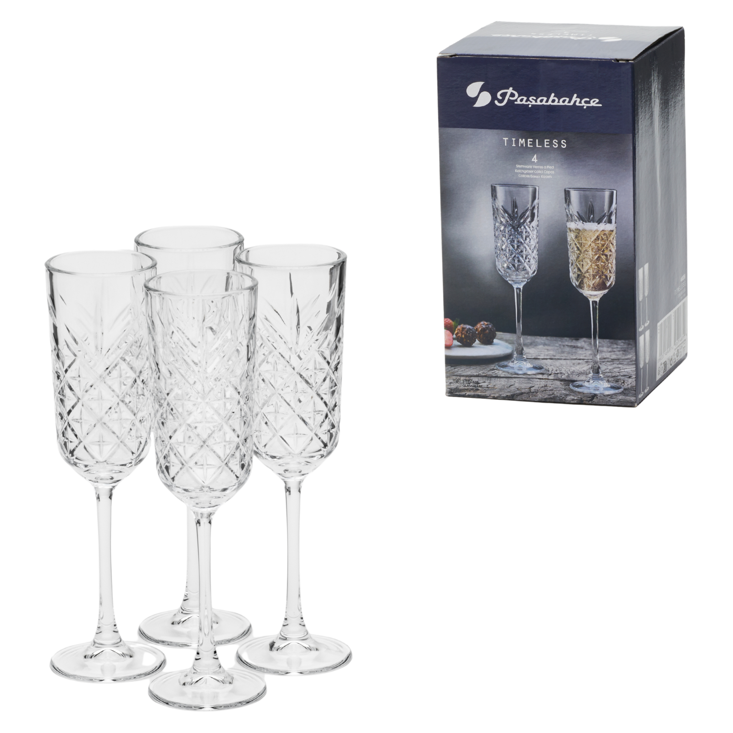Pasabahce Sektglas »Timeless, 17,5 cl, 4 Stück« Strukturglas, spülmaschinengeeignet