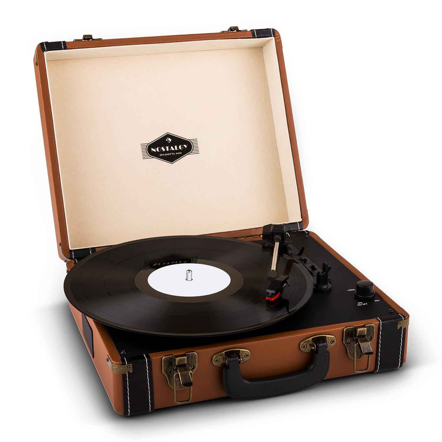 Auna Retro Plattenspieler LP USB Chinch Stereolautsprecher Turntable