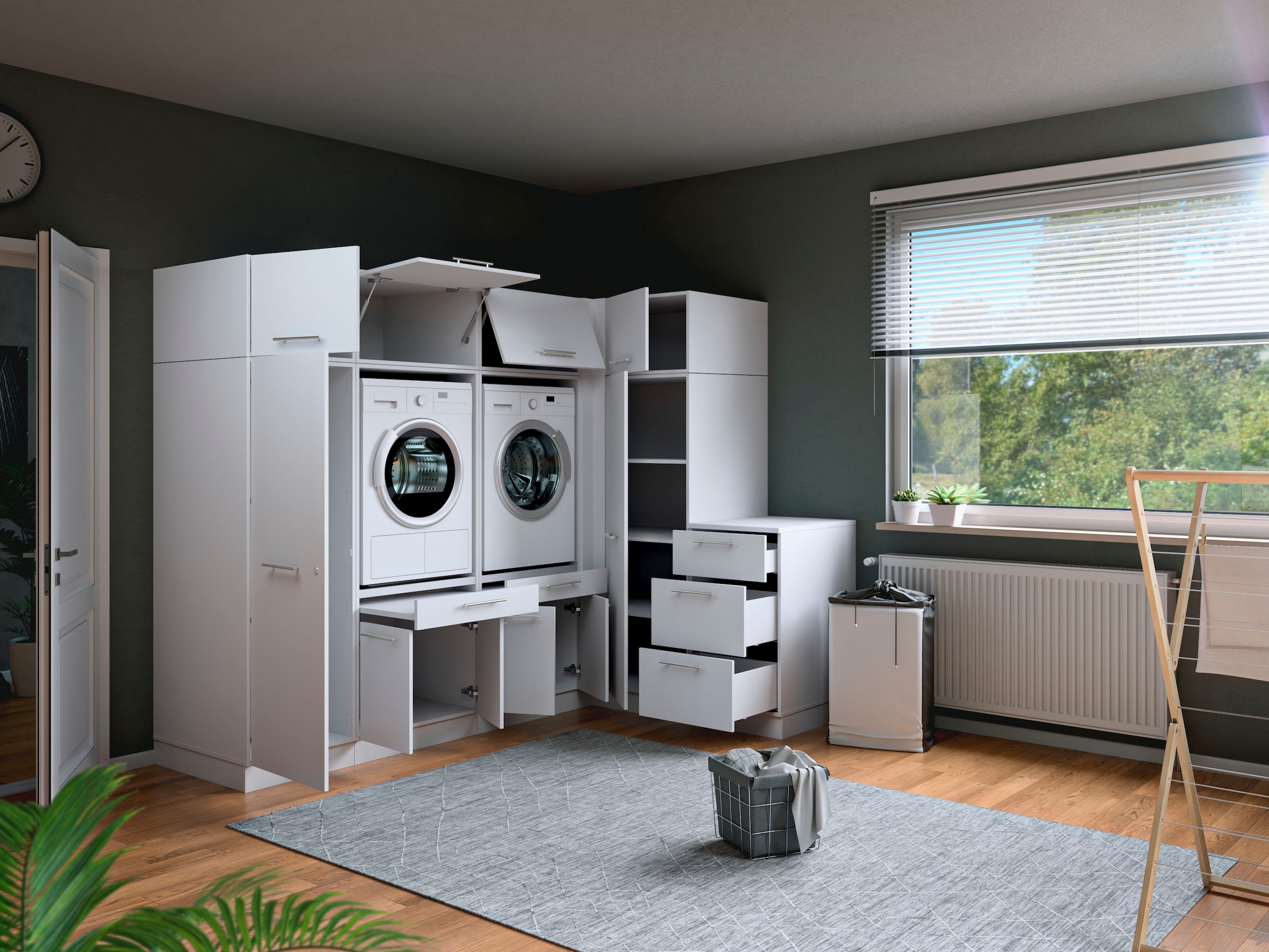 Laundreezy Mehrzweckschrank-Set »Laundreezy, 9-tlg. Mehrzweckschrank-Set B/H/T 253/200/68 cm« 9 Stk. tlg.