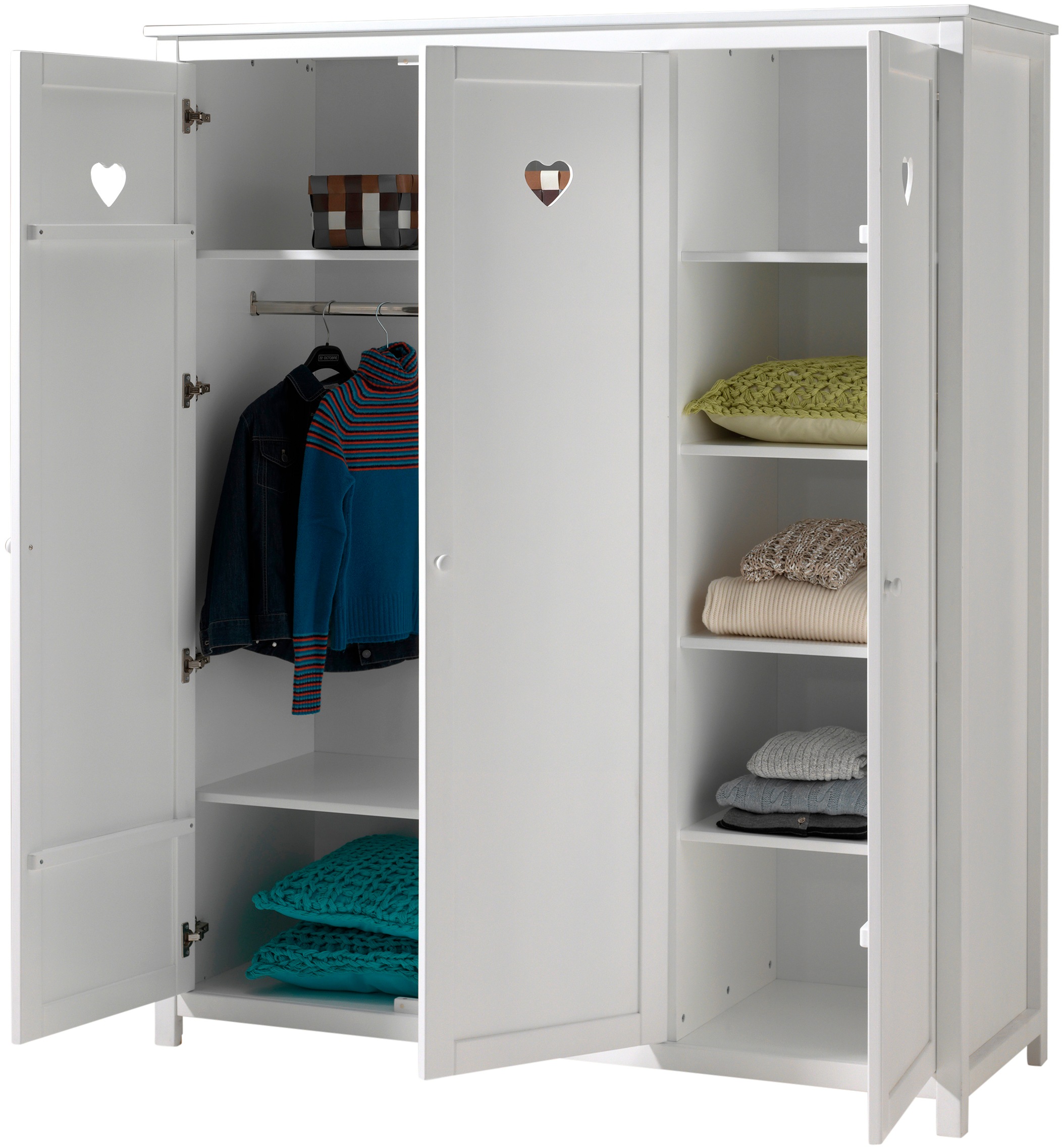 Vipack Babyzimmer-Komplettset »Amori 4-tlg. mit Herz-Ornamenten, MDF/Massiv weiß lackiert«, (4 tlg.)