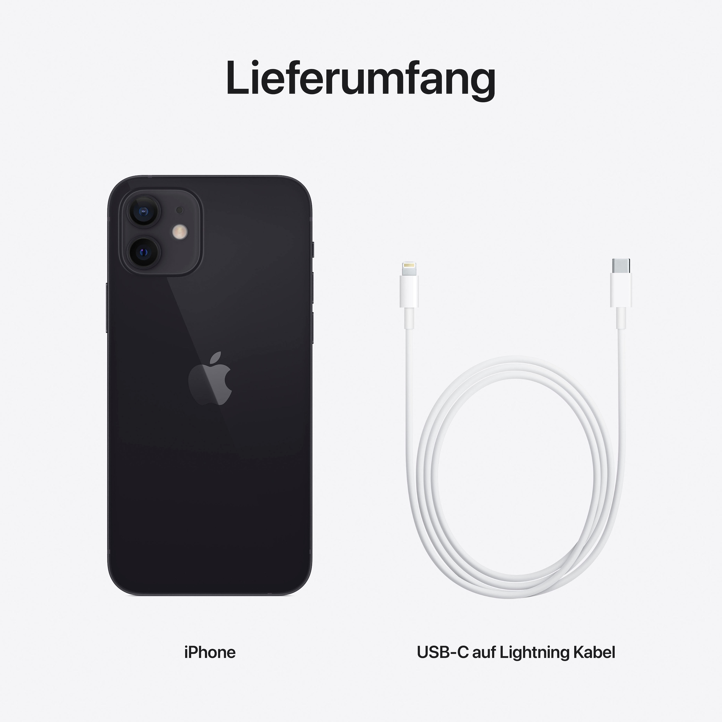 Apple Smartphone »iPhone 12 128GB«, schwarz, ohne Strom Adapter und Kopfhörer, kompatibel mit AirPods, Earpods