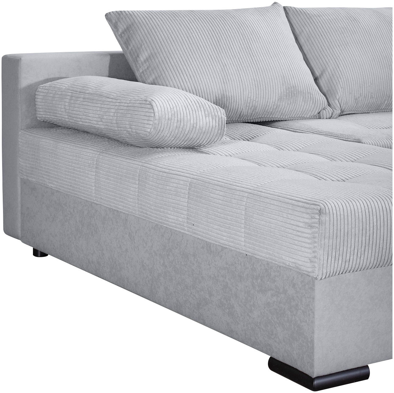 COLLECTION AB Wohnlandschaft »Josy, U-Form, Schlafsofa mit Bettkasten«, (Cord-/Mix), flexible Recamiere, Breite: 269cm, inklusive Rückenkissen, Cord/Mix