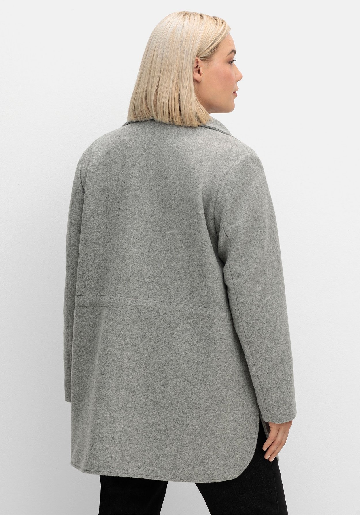 Sheego Langjacke »Jacke in Woll-Optik, mit abgerundeten Seitenschlitzen«