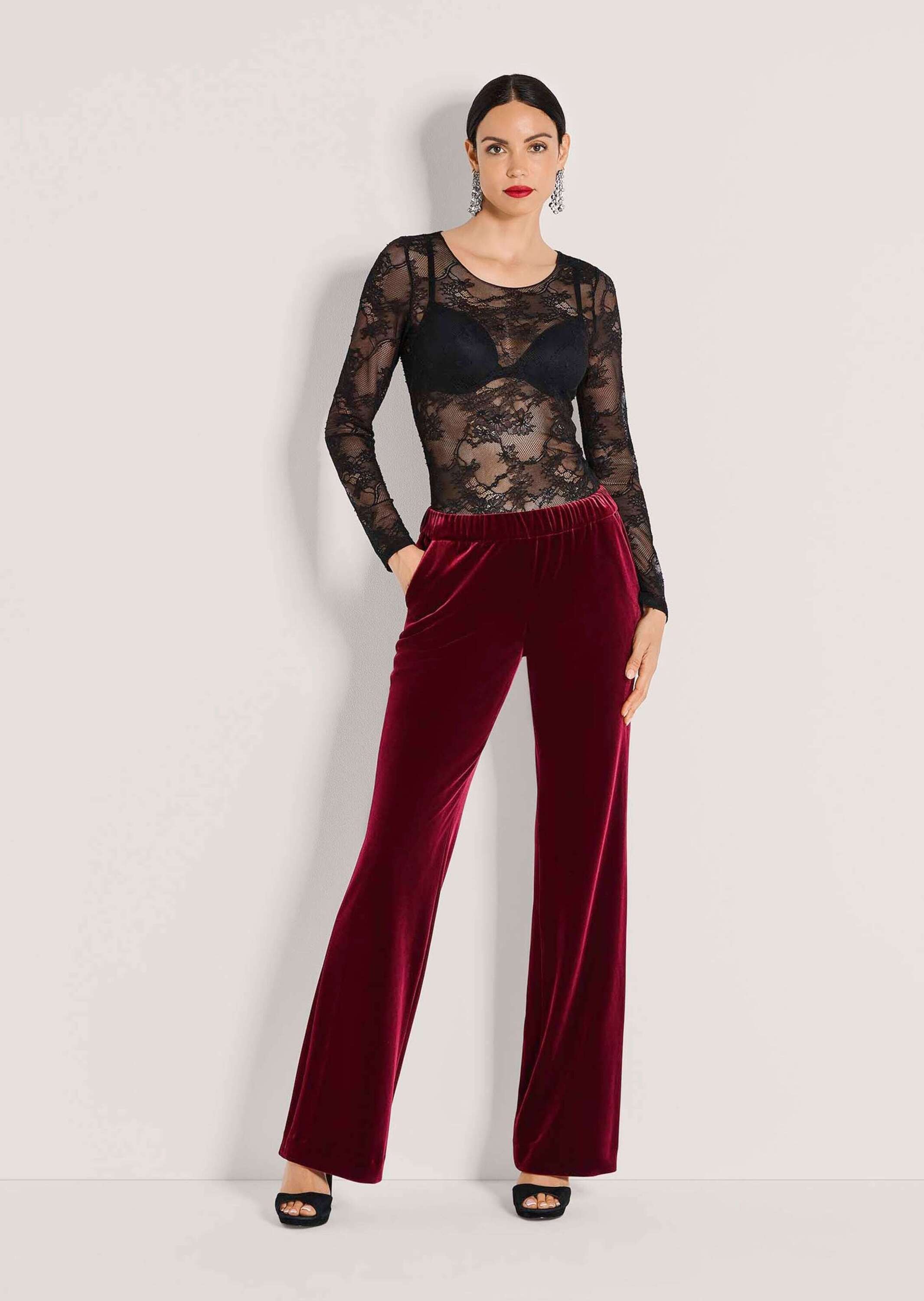 MADELEINE Stoffhose »Samthose Weite Samthose mit elastischem Bund«