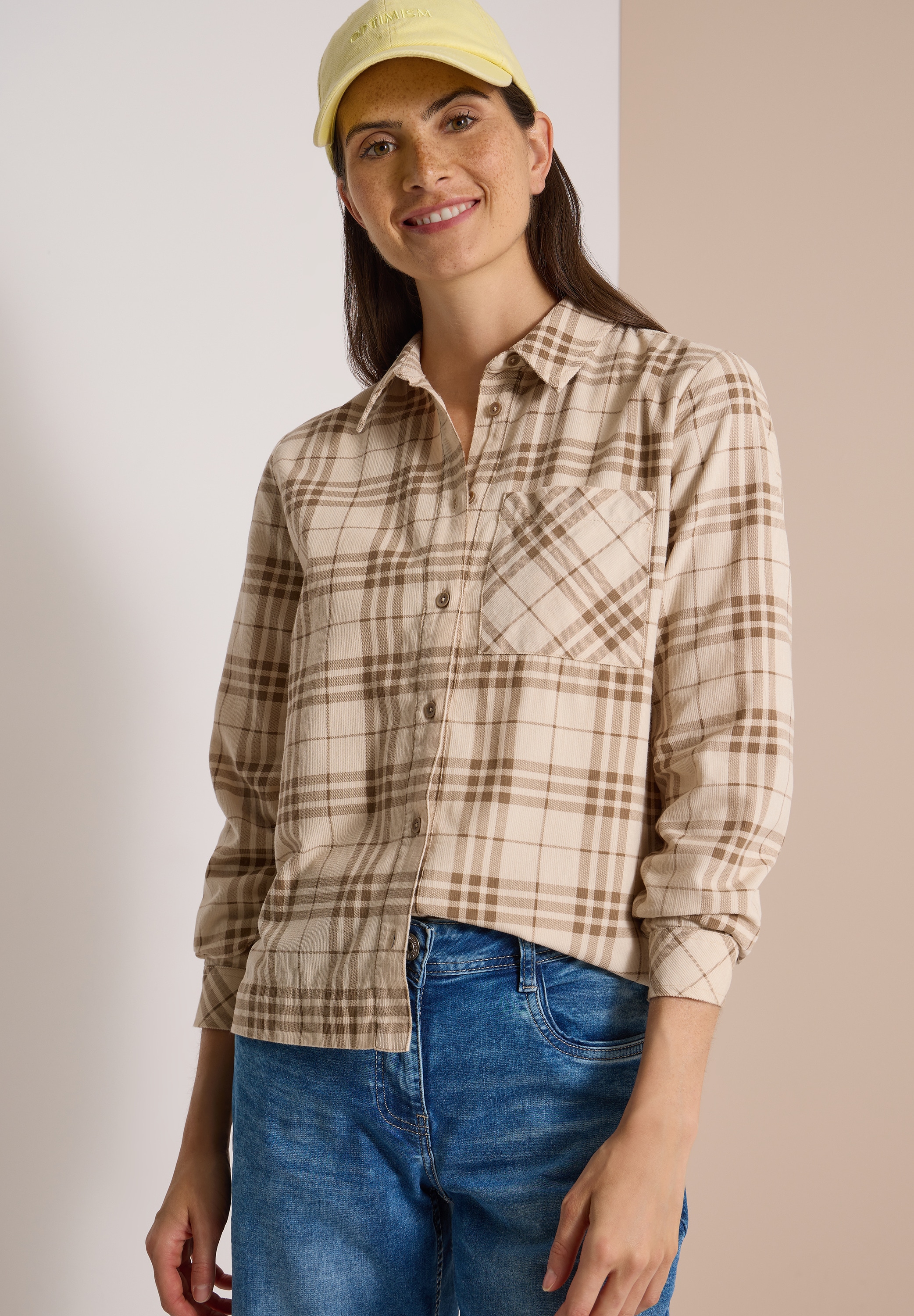 Cecil Langarmbluse Cordbluse mit Karomuster