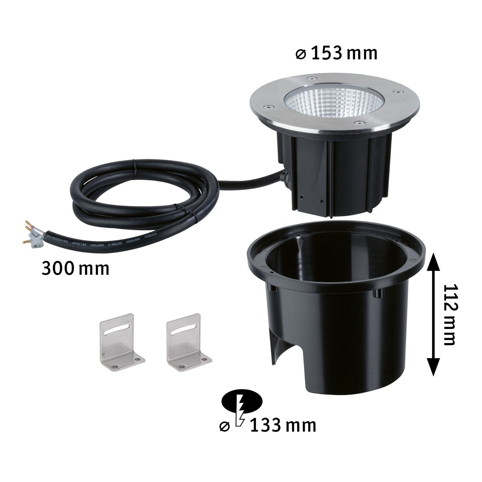 Paulmann LED Einbauleuchte »DureaIP67 rund 153mm 3000K 8W 530lm 230V Edelstahl Metall«, 1 flammig, Bodeneinbauleuchte