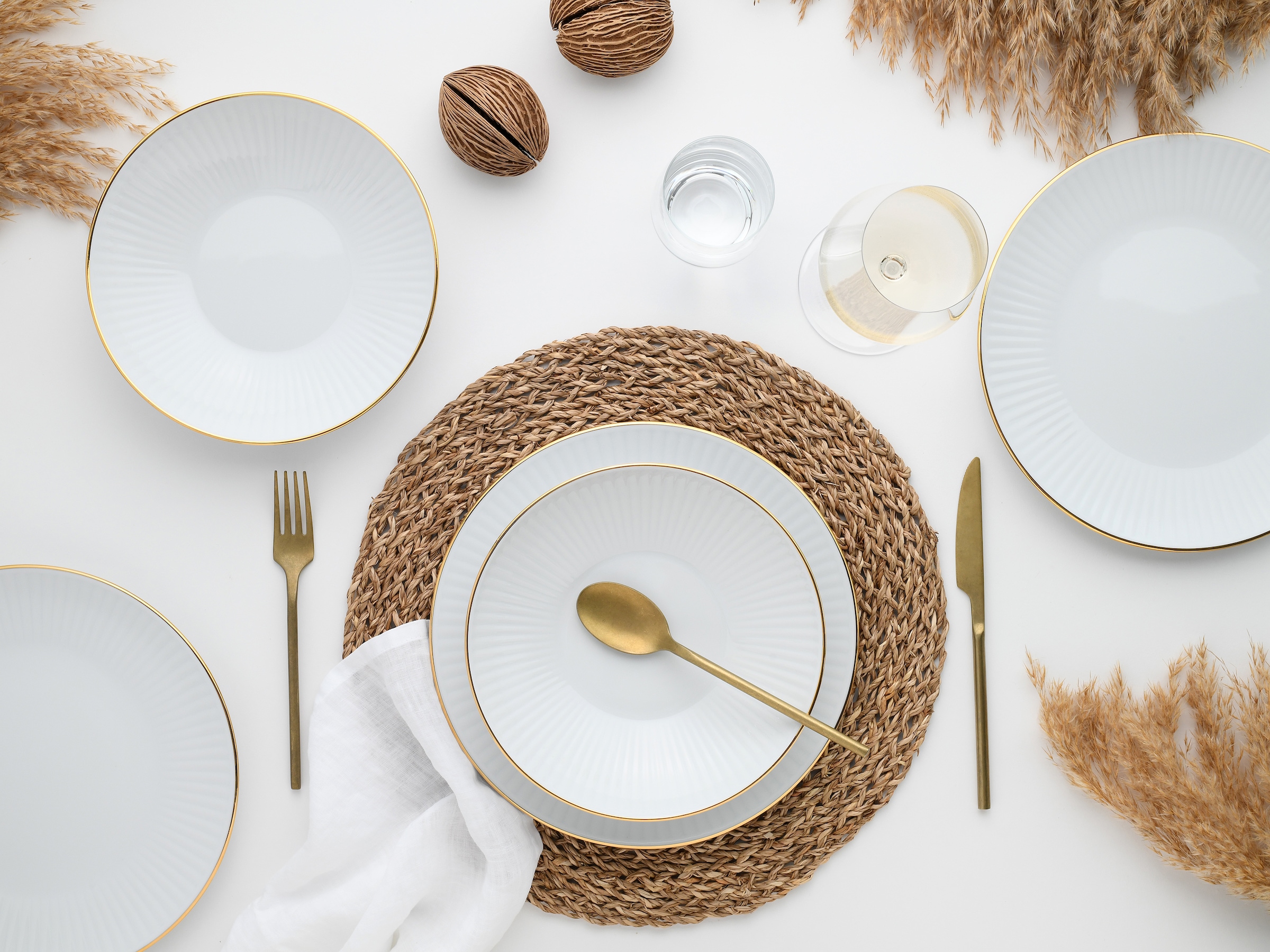 CreaTable Tafelservice »Valencia Gold, Tafel-Service 12-tlg« Teller Set, Elegant, Goldrand