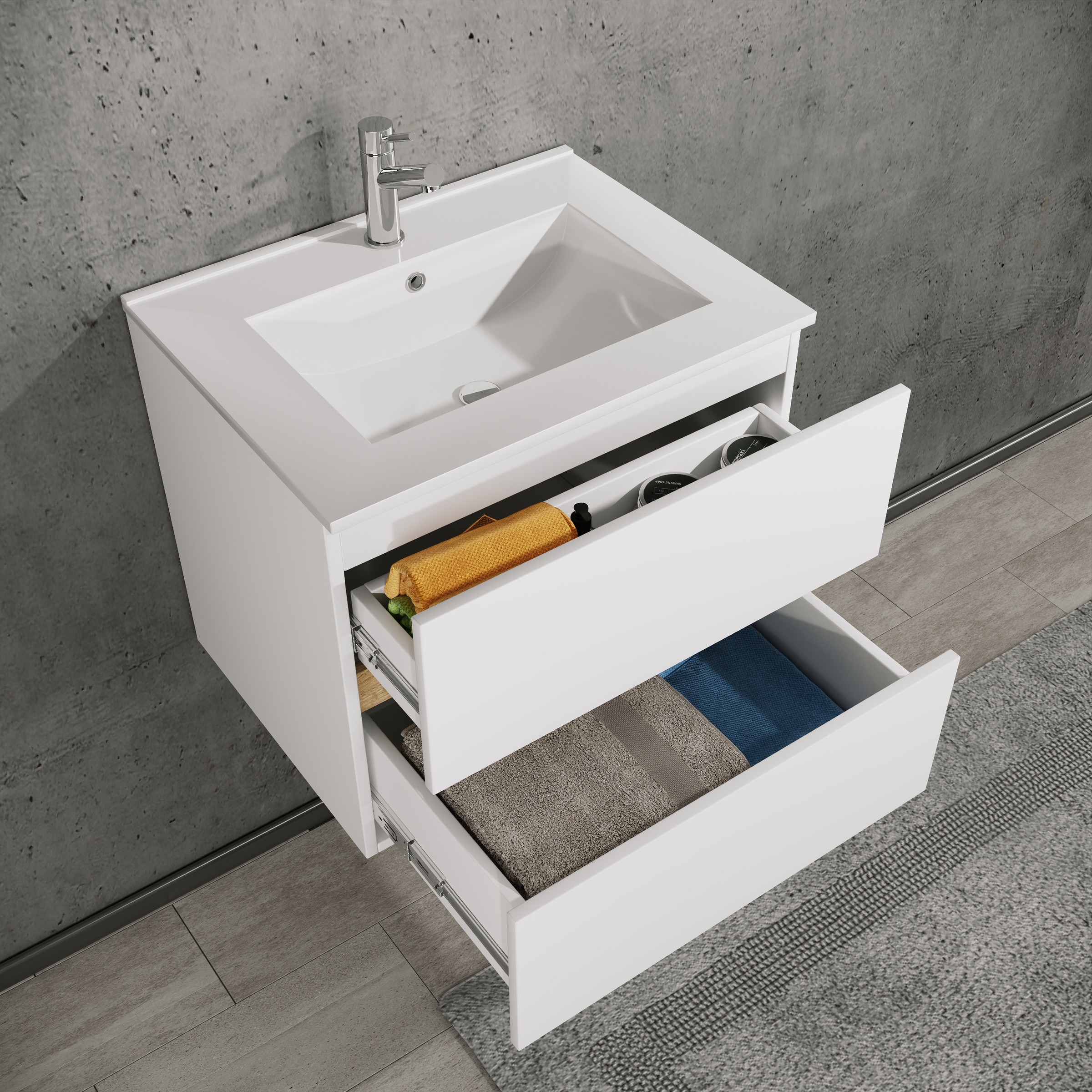 VCM Waschtisch »5 tlg. Badmöbel-Set mit Waschbecken Cosila-I 61 cm« 5 Stk. tlg.