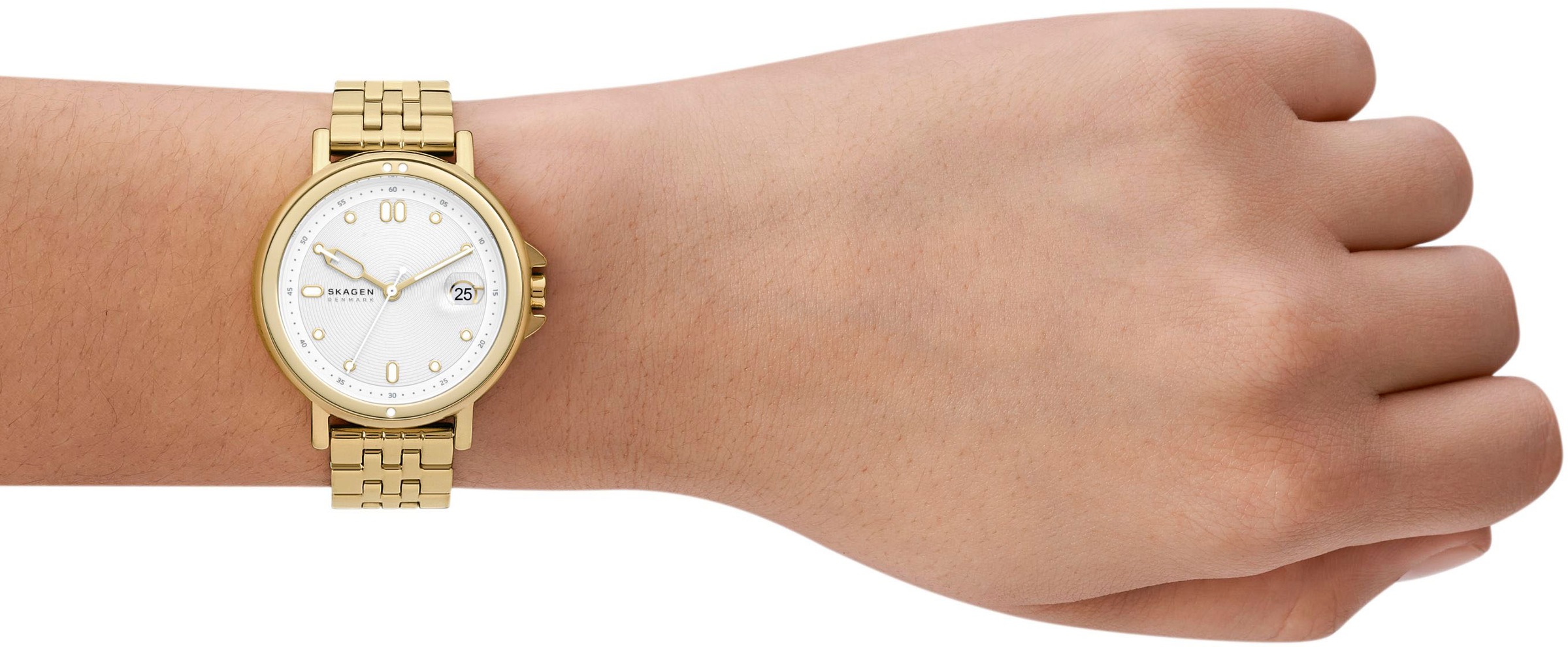 Skagen Quarzuhr »SIGNATURE LILLE SPORT«, Armbanduhr, Damenuhr, Datum, Edelstahlarmband