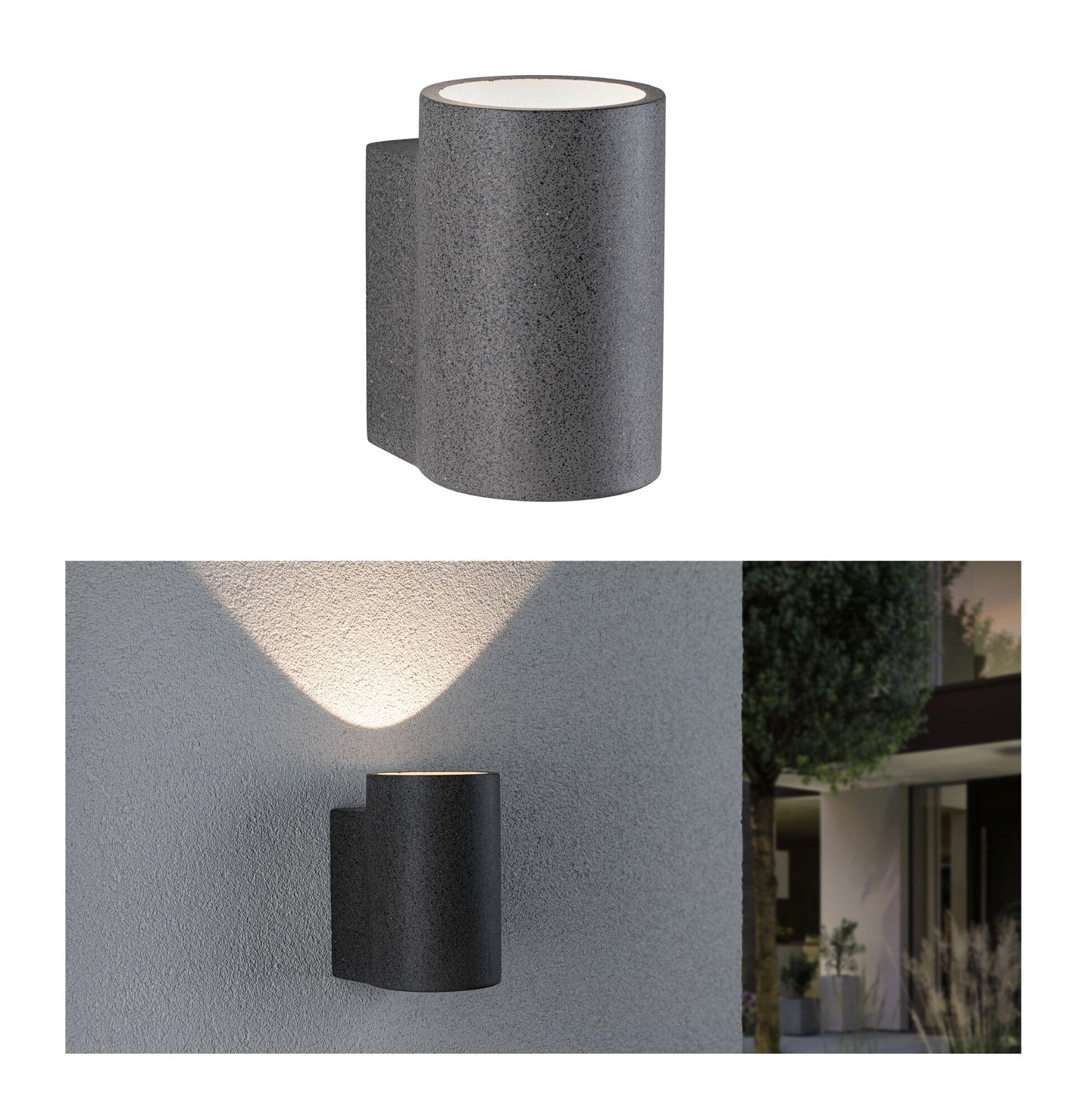 Paulmann LED Außen-Wandleuchte »Concrea IP65 110x135mm 3000K 6,8W 300lm 230V schwarzer Sandstein Beton«, 1 flammig