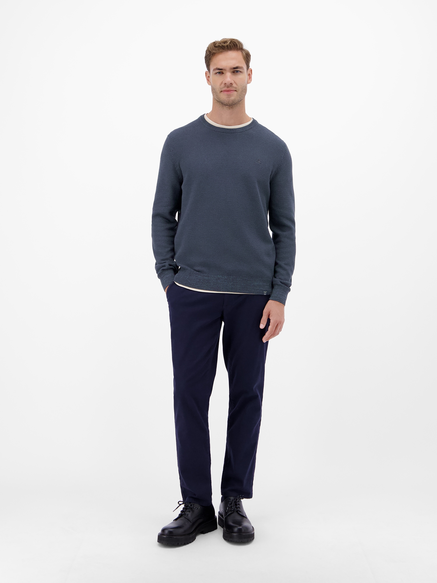 LERROS Strickpullover »Herren Strickpullover in Twist-Struktur« Rundhalsausschnitt, weicher Stoff, langärmlig, normale Passform