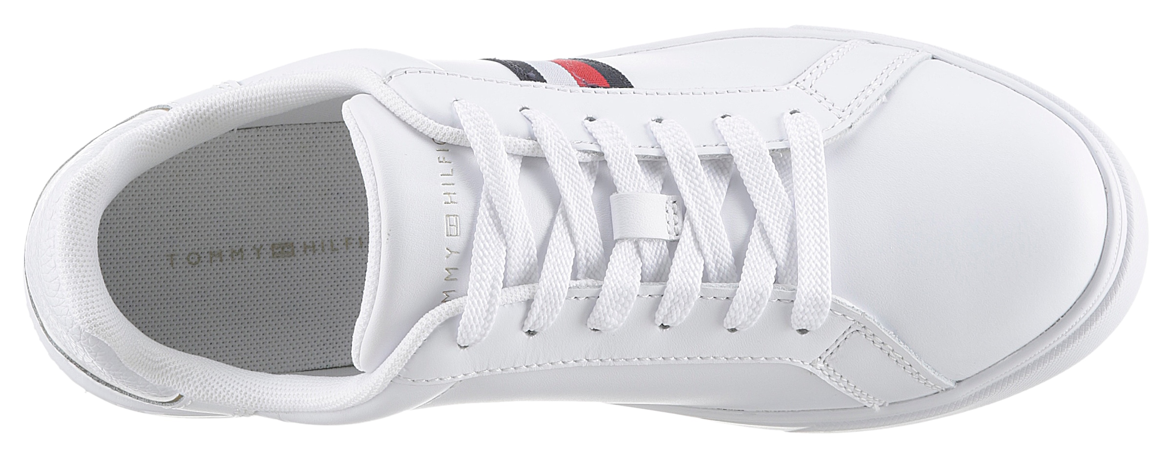 Tommy Hilfiger Sneaker »ESSENTIAL COURT SNEAKER STRIPES«, Freizeitschuh, Halbschuh, Schnürschuh mit gepolstertem Schaftrand