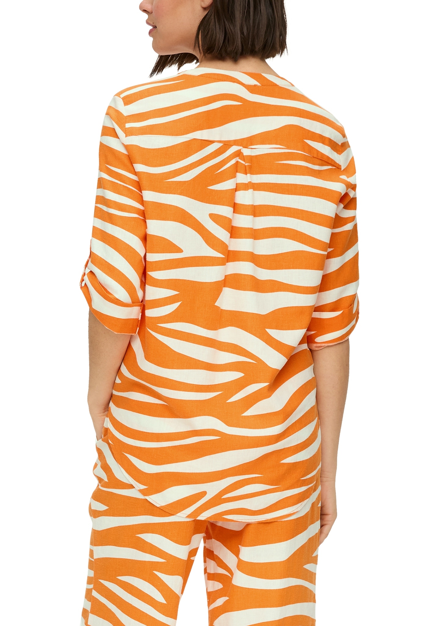 s.Oliver Druckbluse, aus Leinen und mit 3/4 Arm