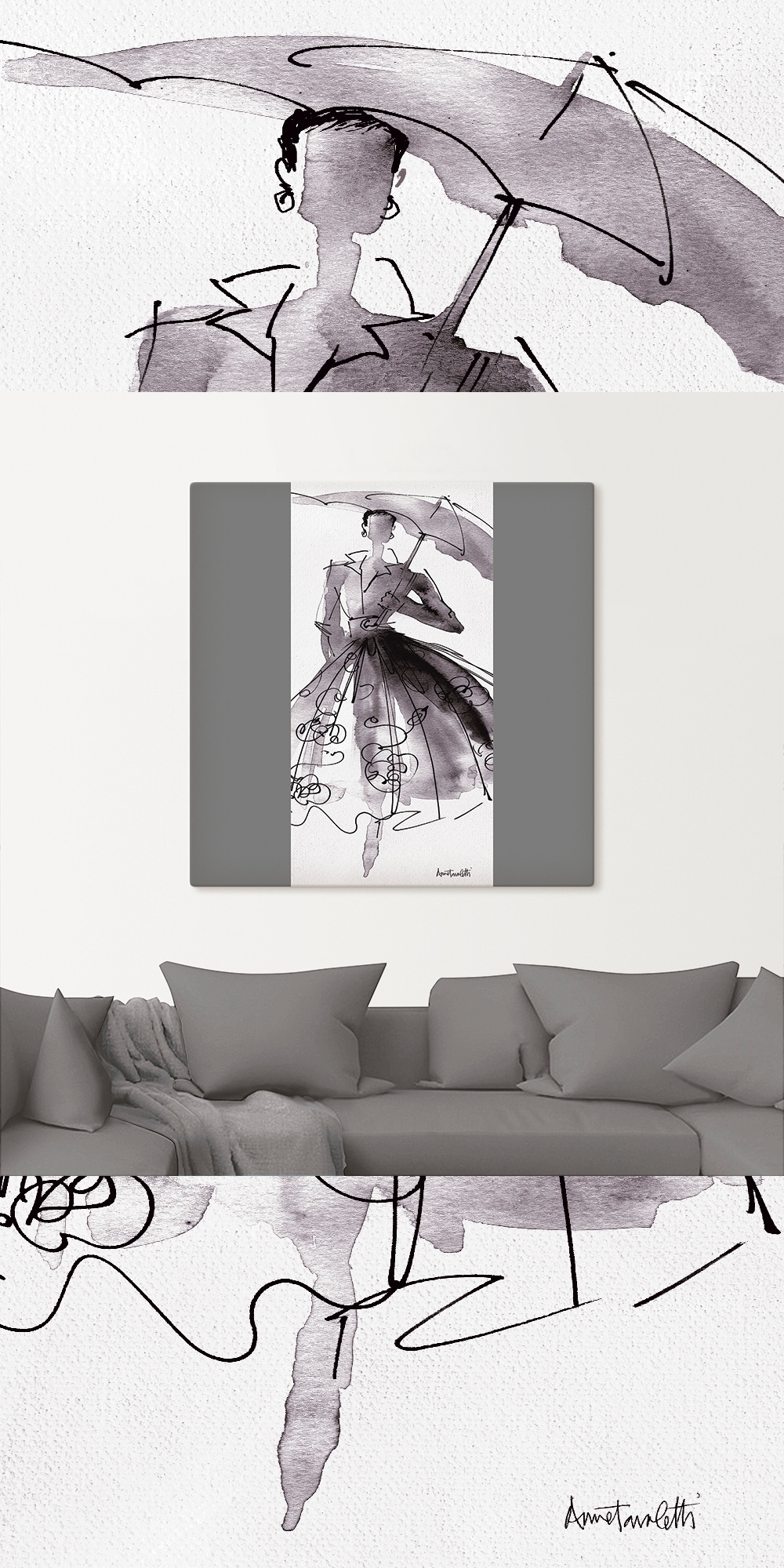 Artland Leinwandbild »Mode Skizzenbuch VI« Mode 1 Stk. tlg. auf Holzrahmen gespannt