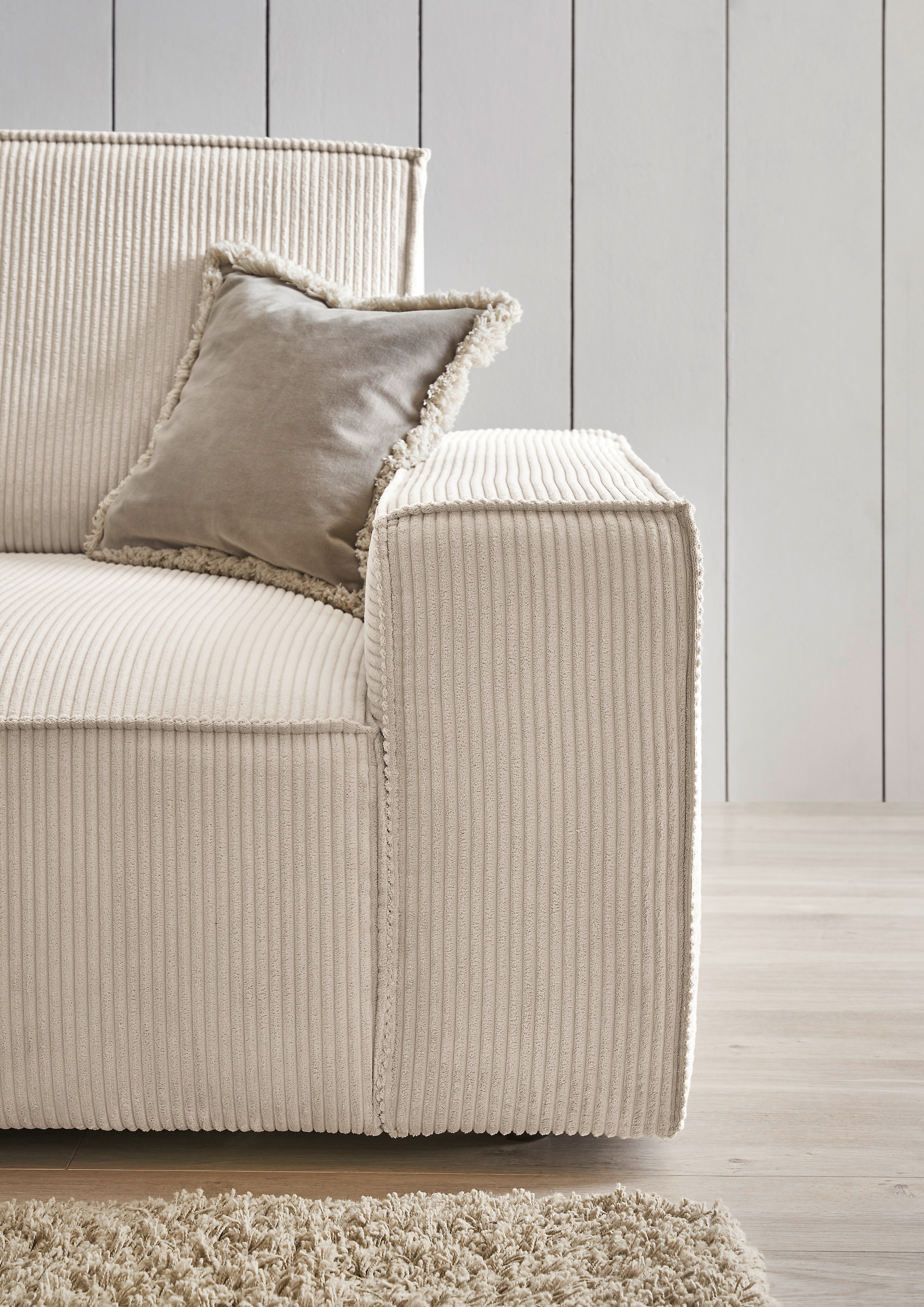 Home affaire Ecksofa »NEU: SHERWOODL XXL 284, Big-Sofa L-Form, tiefe Sitzfläche 95 cm, Cord,«, Leinenoptik, Recamiere rechts/links, auch als Schlafsofa stellbar