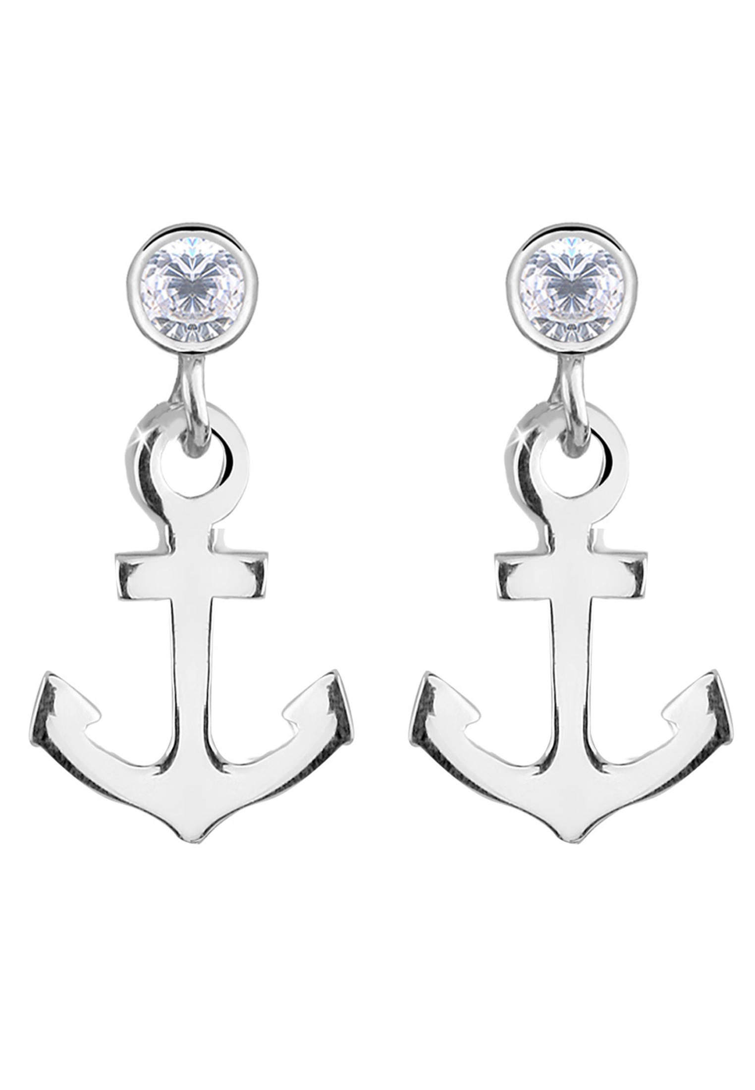 Elli Paar Ohrhänger »Ohrringe Anker Zirkonia Funkelnd Maritim Trend 925 Silber«