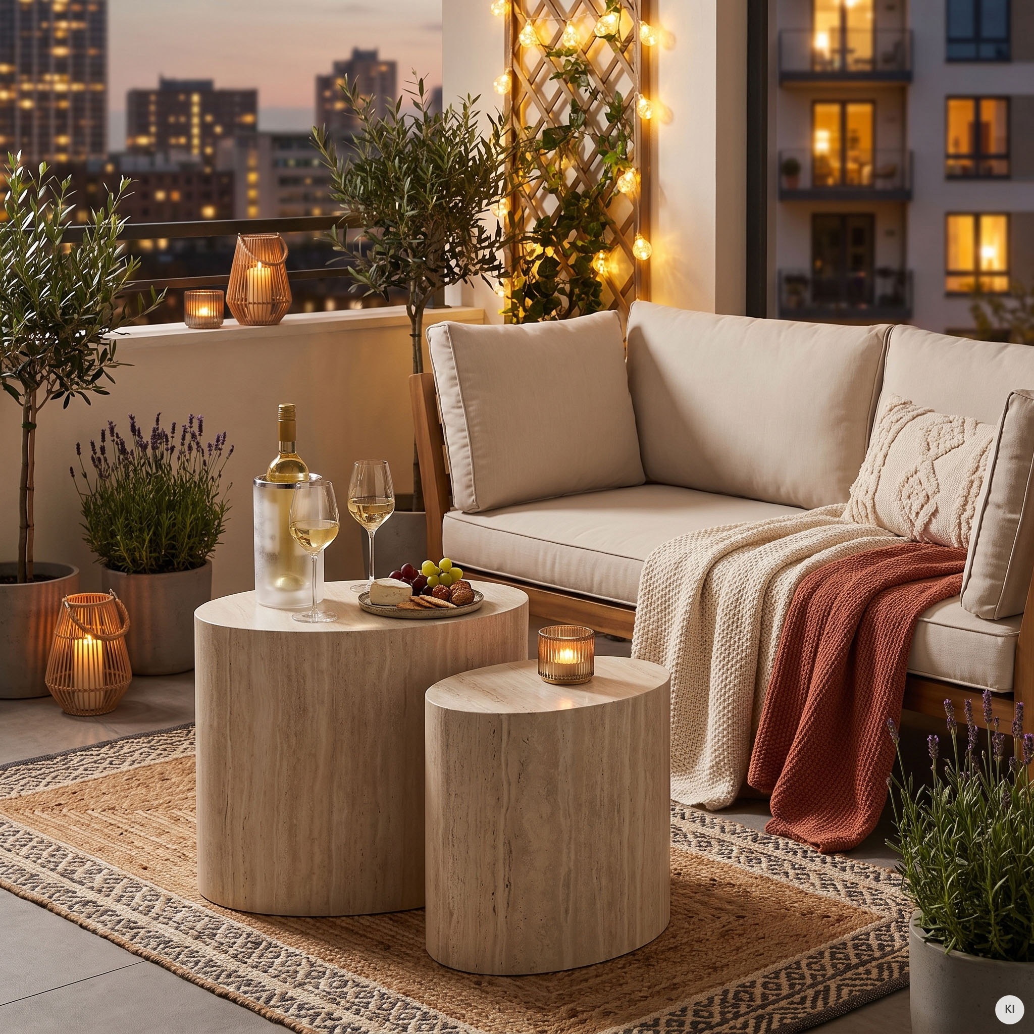SalesFever Couchtisch »Almeria - Stilvoller Wohnzimmer- und Beistelltisch« Set, 2er Set, 2 Stk. tlg. oval, in Travertinoptik