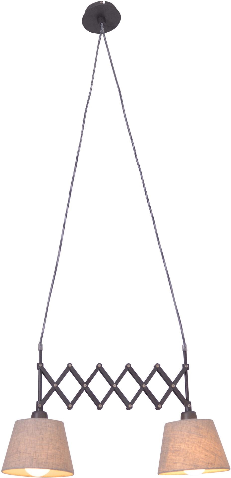 näve Pendelleuchte »ADRIENNE«, 2 flammig, Leuchtmittel E27 | ohne Leuchtmittel, E27 max. 40W, breite verstellbar: 38-70cm, natur/braun