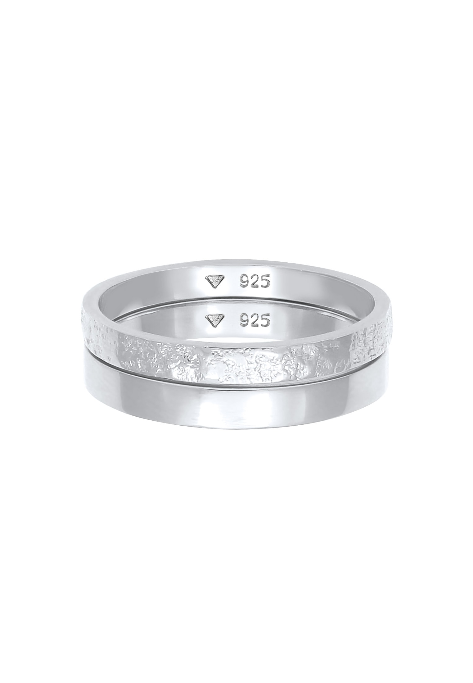 Elli Ring-Set »Ring Bandring Basic Gehämmert (Set 2-tlg) 925 Silber«