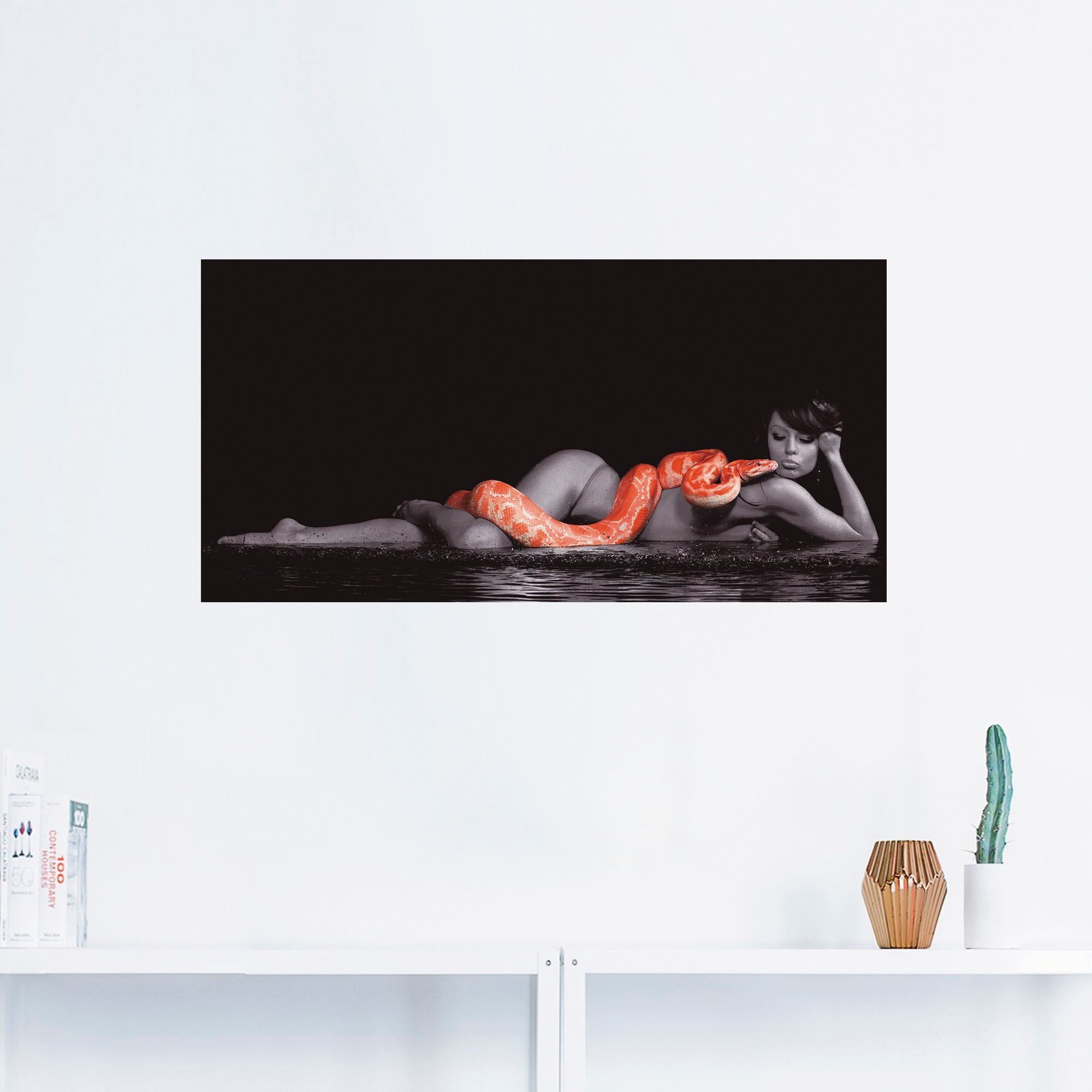 Artland Wandbild »Frau in Wasser liegend mit Python«, Frau, (1 St.), als Leinwandbild, Poster, Wandaufkleber in verschied. Größen