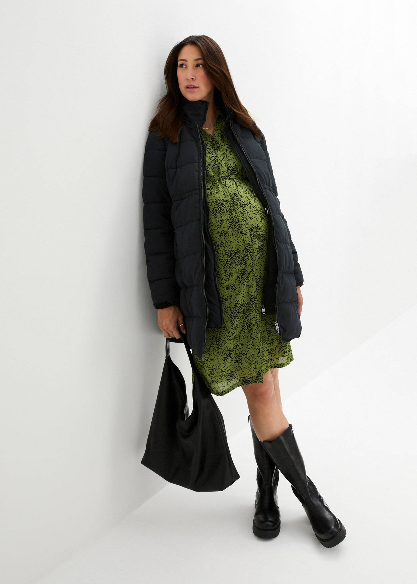 bonprix Umstandsjacke »3-in-1 warm wattierte Umstands- und Tragejacke« mit Kapuze 3-in-1 Tragefunktion für Schwangerschaft und Babytragen