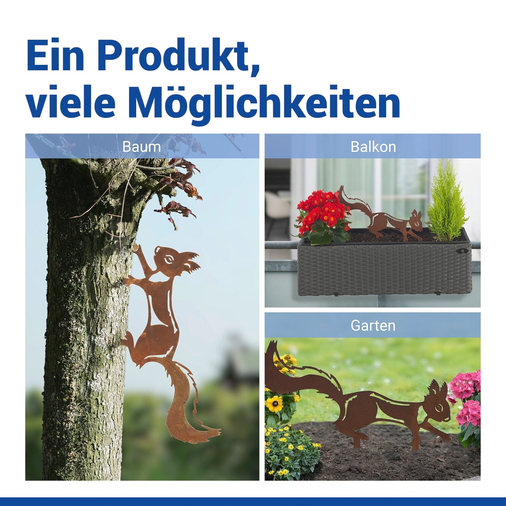 Maximex Gartenstecker »Eichhörnchen« Gartendekoration, wetterbeständig, Edelrost-Effekt mit feiner Patina