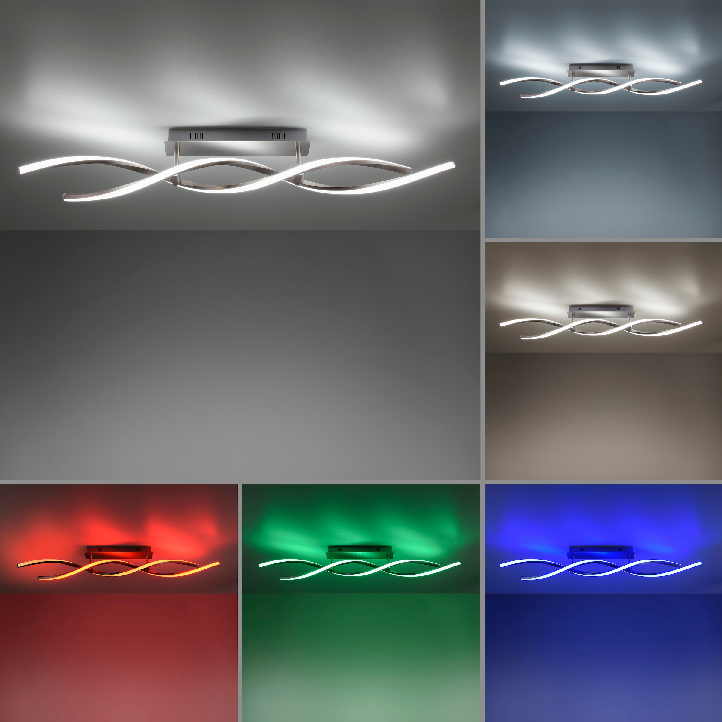 JUST LIGHT Deckenleuchte »Ls-SWING«, 2 flammig-flammig, RGB+tunable white, Infrarot inkl., Fernbedienung, Smarthome fähig