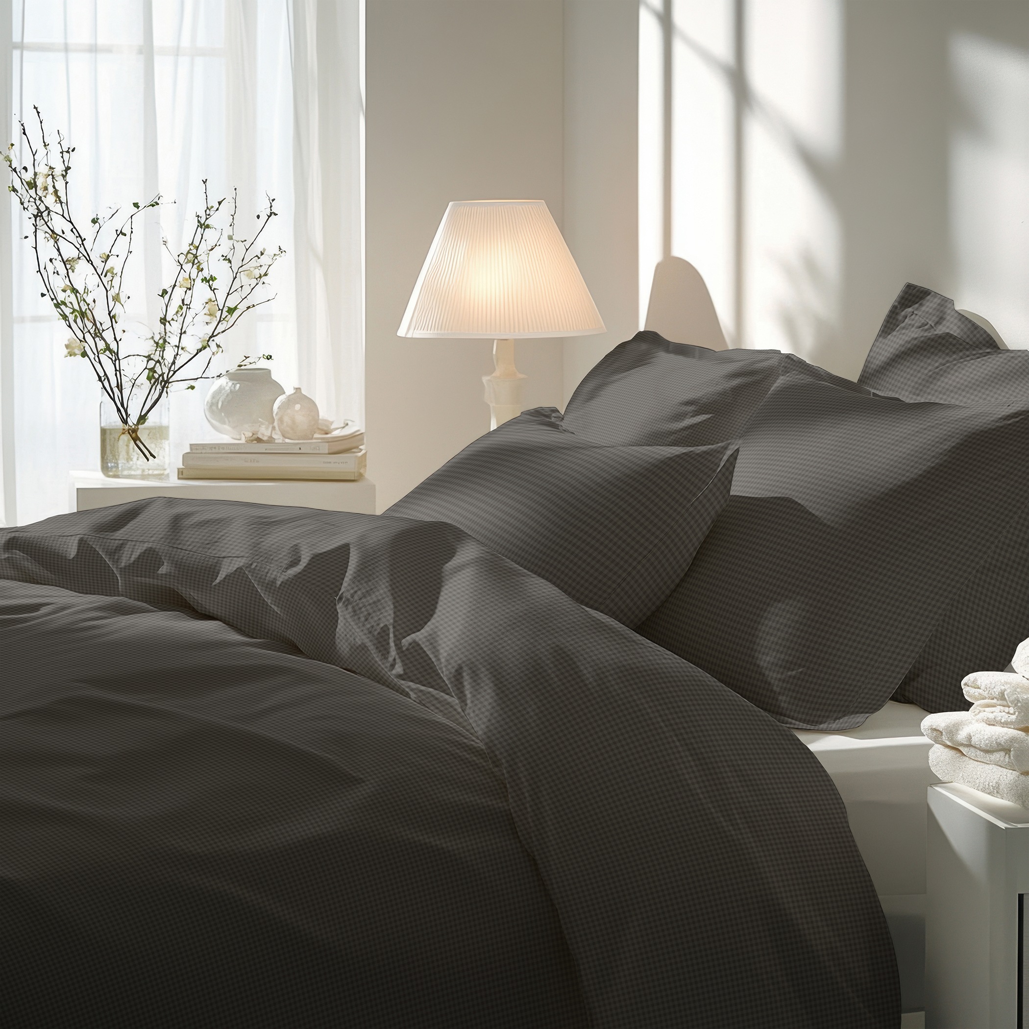 Florella Bettwäsche »»Karo Five grafit « Edel-Satin,  100% Baumwolle«