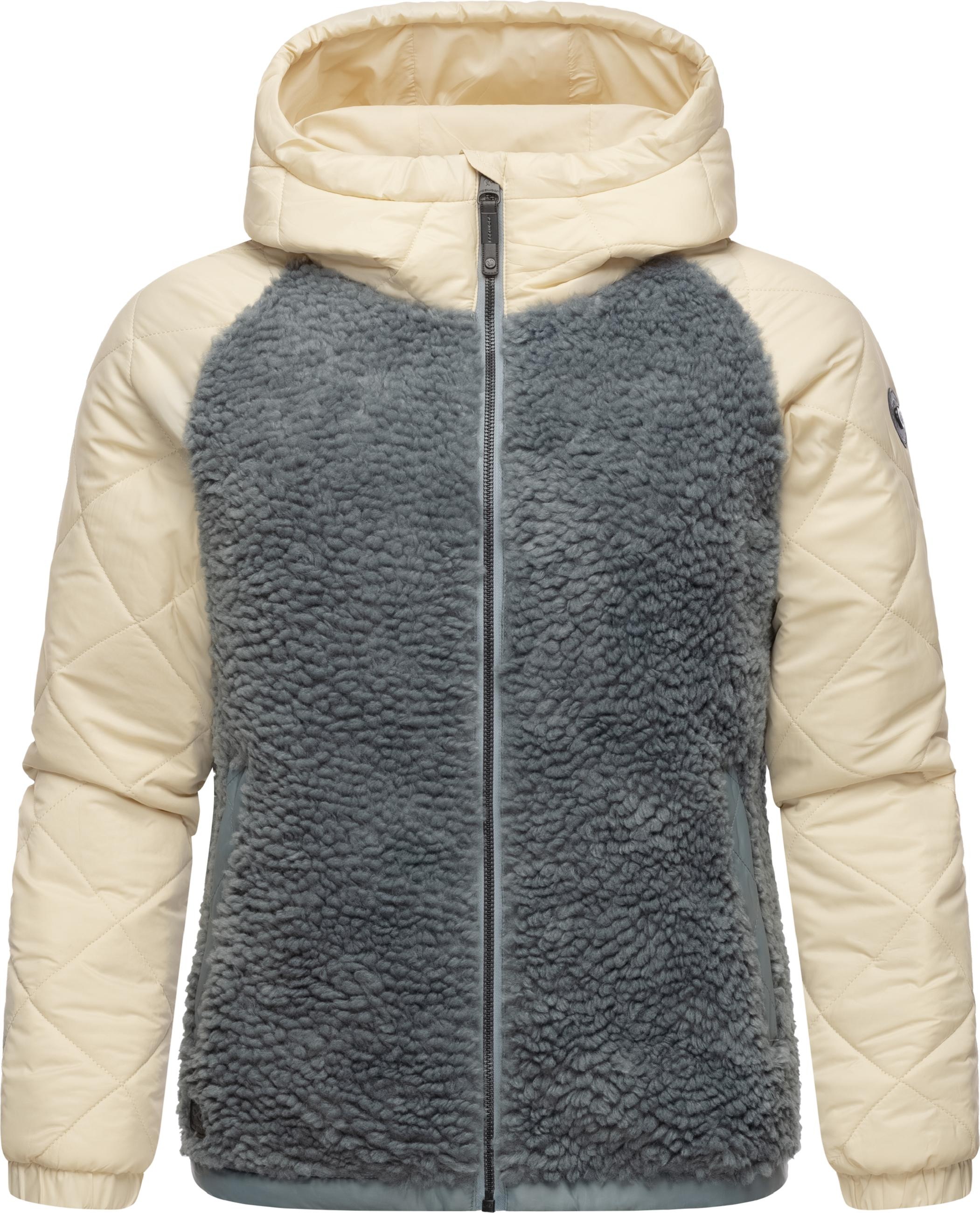 Ragwear Sweatjacke »Outdoorjacke Leeloo«, Damen Übergangsjacke aus Teddy-Kunstfell mit gesteppten Ärmeln