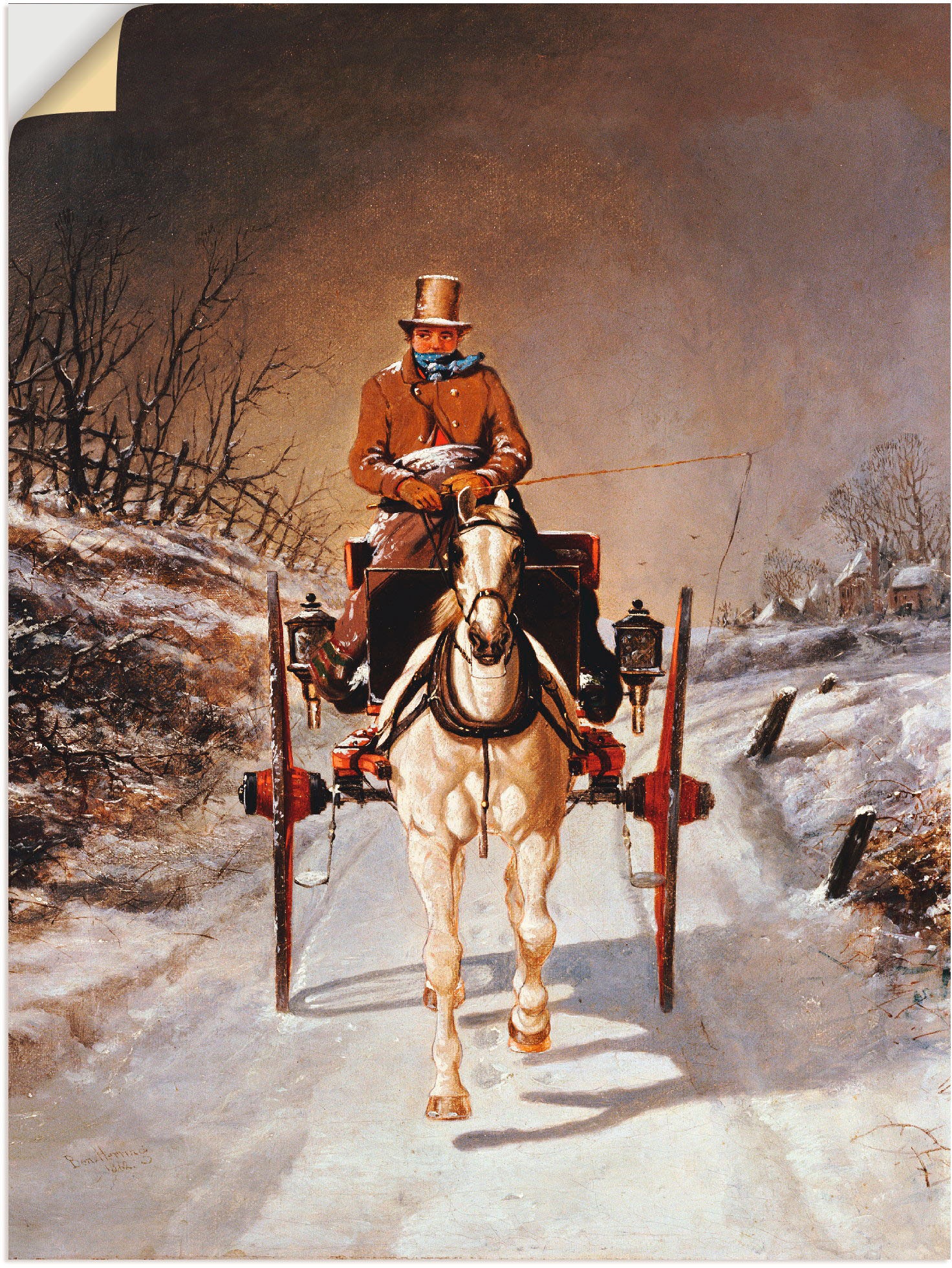 Artland Wandbild »Winterliche Kutschfahrt. 1862«, Kutschen, (1 St.), in vielen Größen & Produktarten -Leinwandbild, Poster, Wandaufkleber / Wandtattoo auch für Badezimmer geeignet