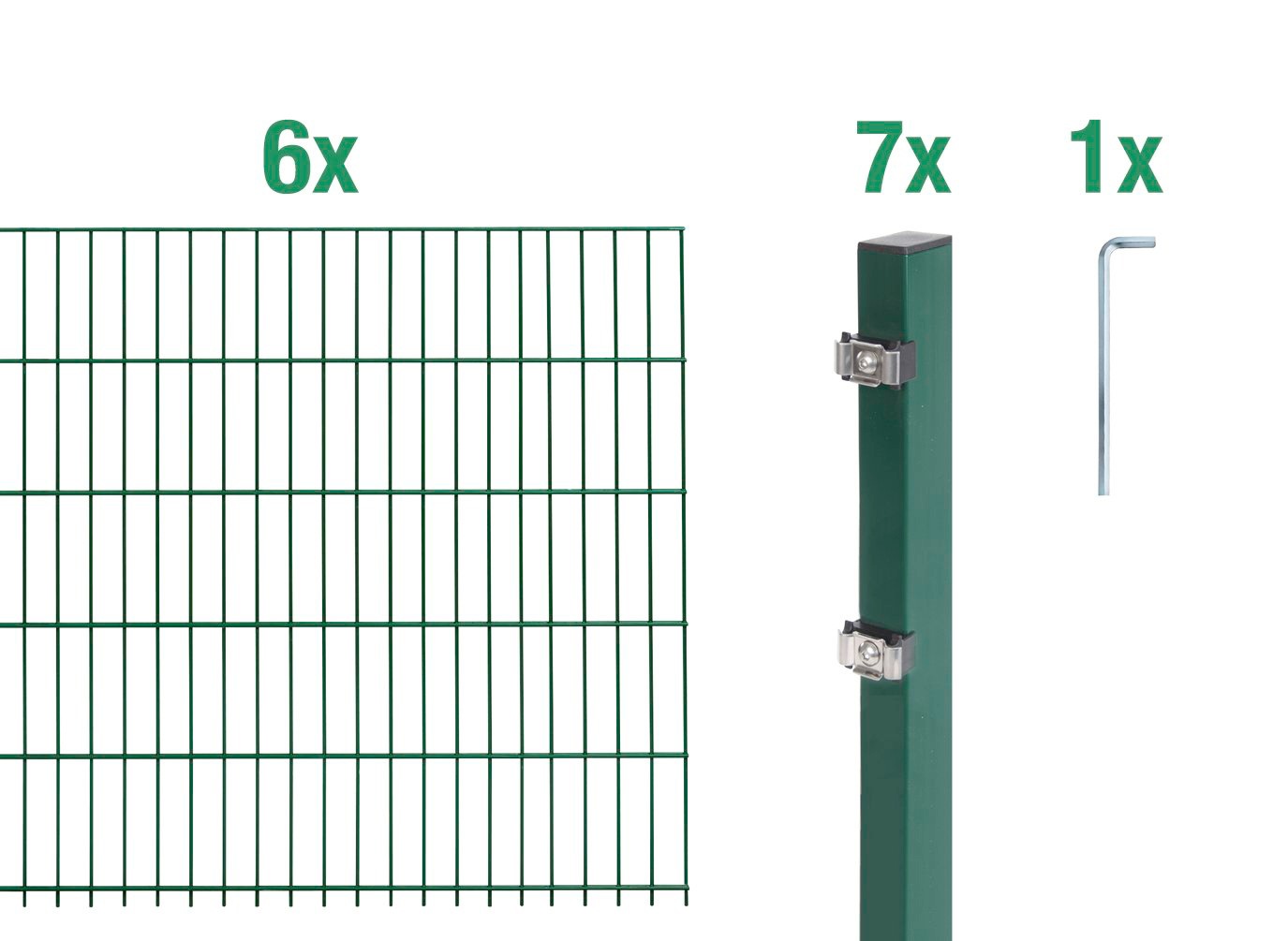 Alberts Doppelstabmattenzaun, (Set), 160 cm hoch, 6 Matten für 12 m, 7 Pfosten