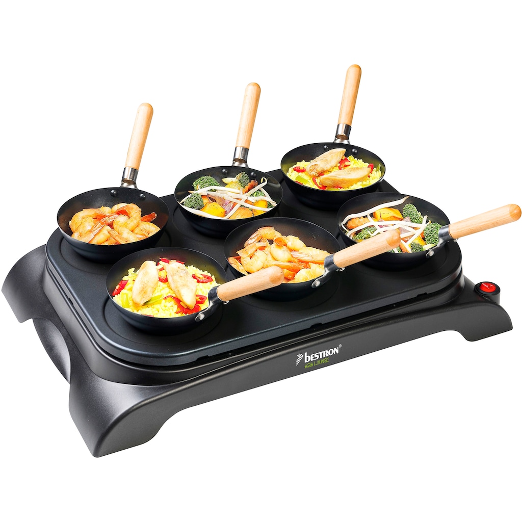 bestron Raclette »AWS600«, 6 St. Raclettepfännchen, 1000 W, Mini Wok ...