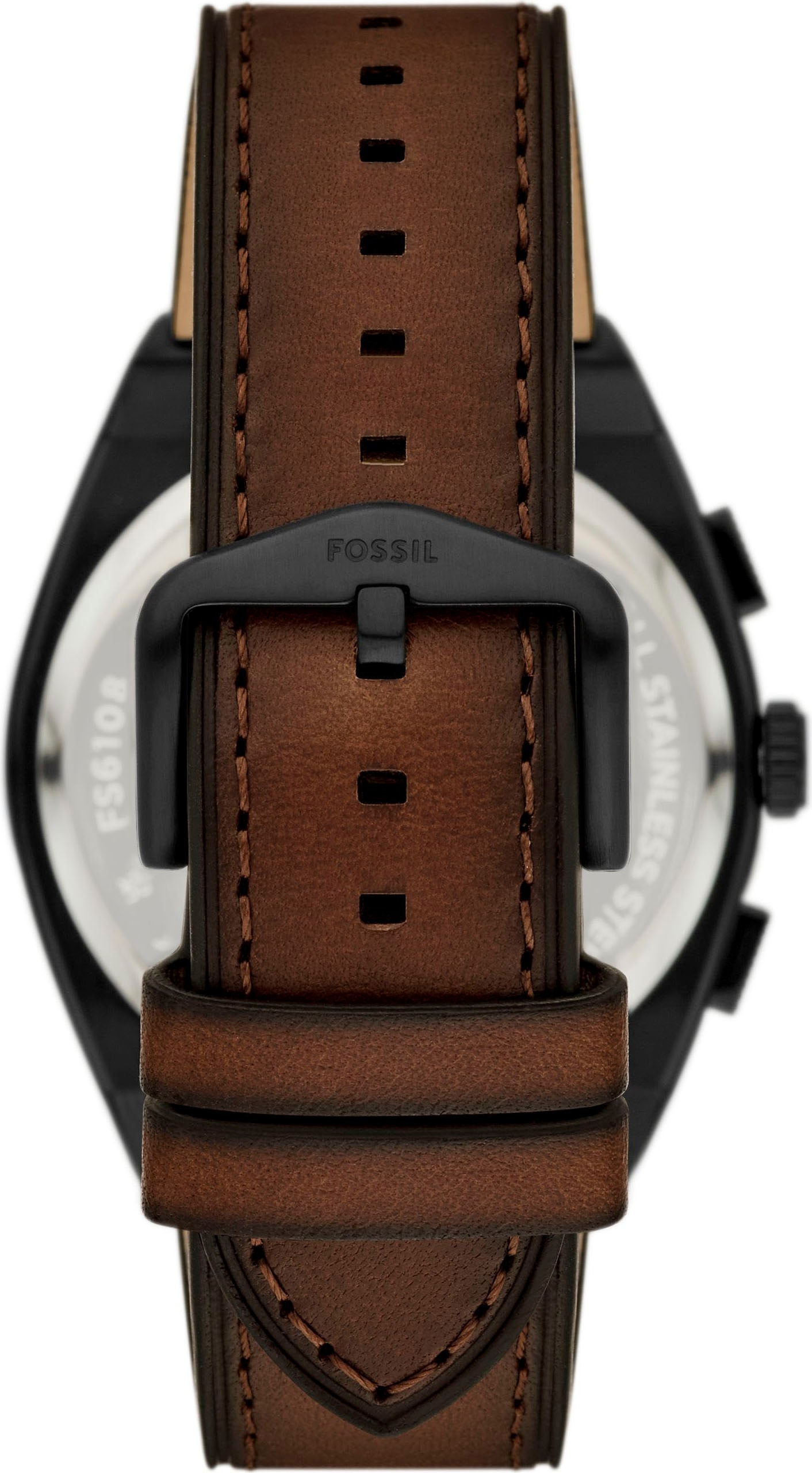 Fossil Chronograph »EVERETT«, Quarzuhr, Armbanduhr, Herrenuhr, Lederarmband, analog