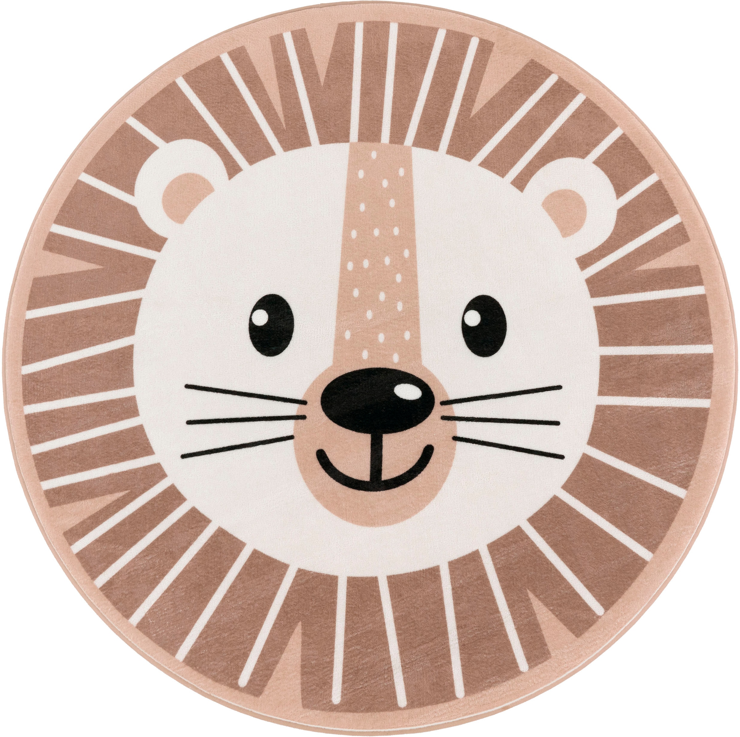 Paco Home Kinderteppich »Chicos 556«, rund, 2 mm Höhe, Flachgewebe, Motiv Löwe, Kinderzimmer