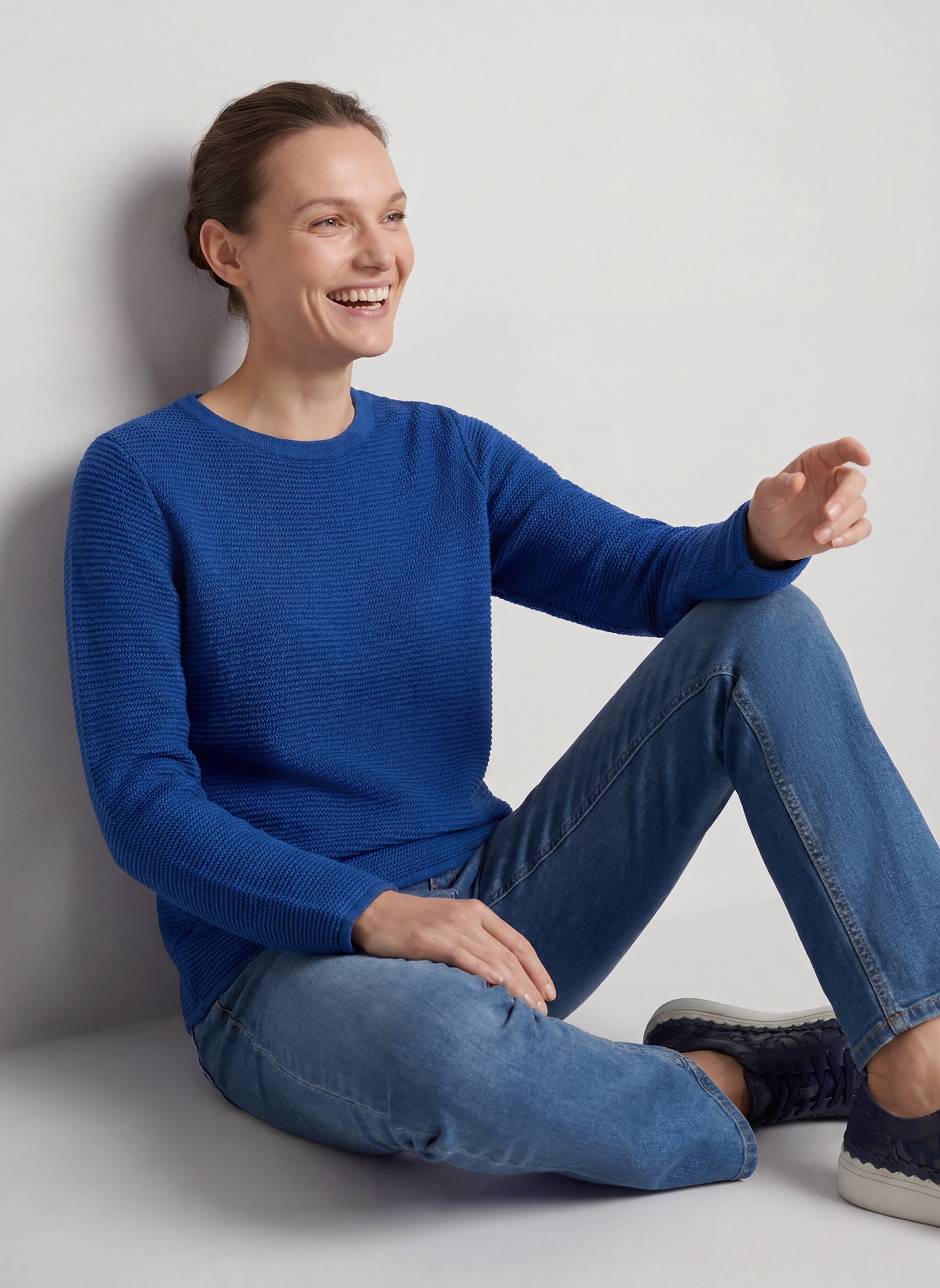 Rabe Strickpullover mit feiner Struktur / Rundhals