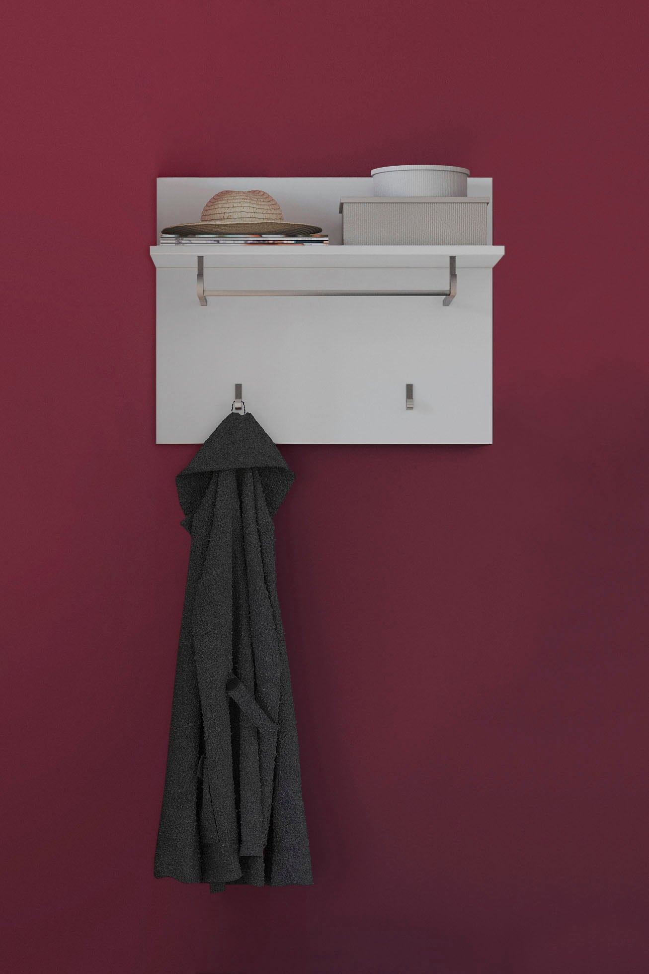 INOSIGN Garderobenpaneel »Malmö, Breite 60 cm, 2 Haken, 1 Kleiderstange, 1 Ablageboden«, Wandpaneel, Paneel, Wandhaken, Wandboard