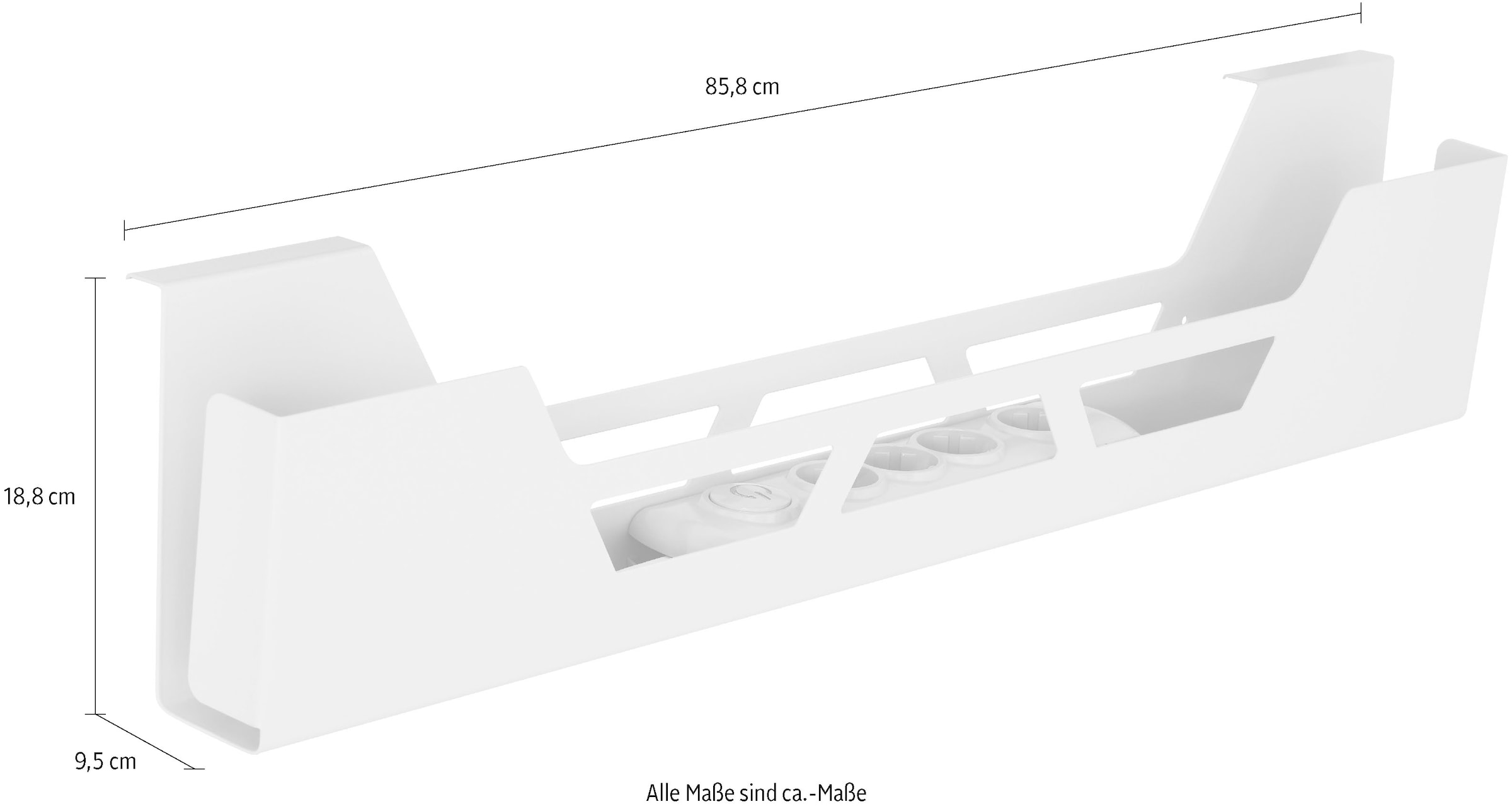 PAIDI Schreibtischaufsatz »Kabelkanal für Schreibtische« B/H/T ca. 86x19x10cm, Silberfarbig, 