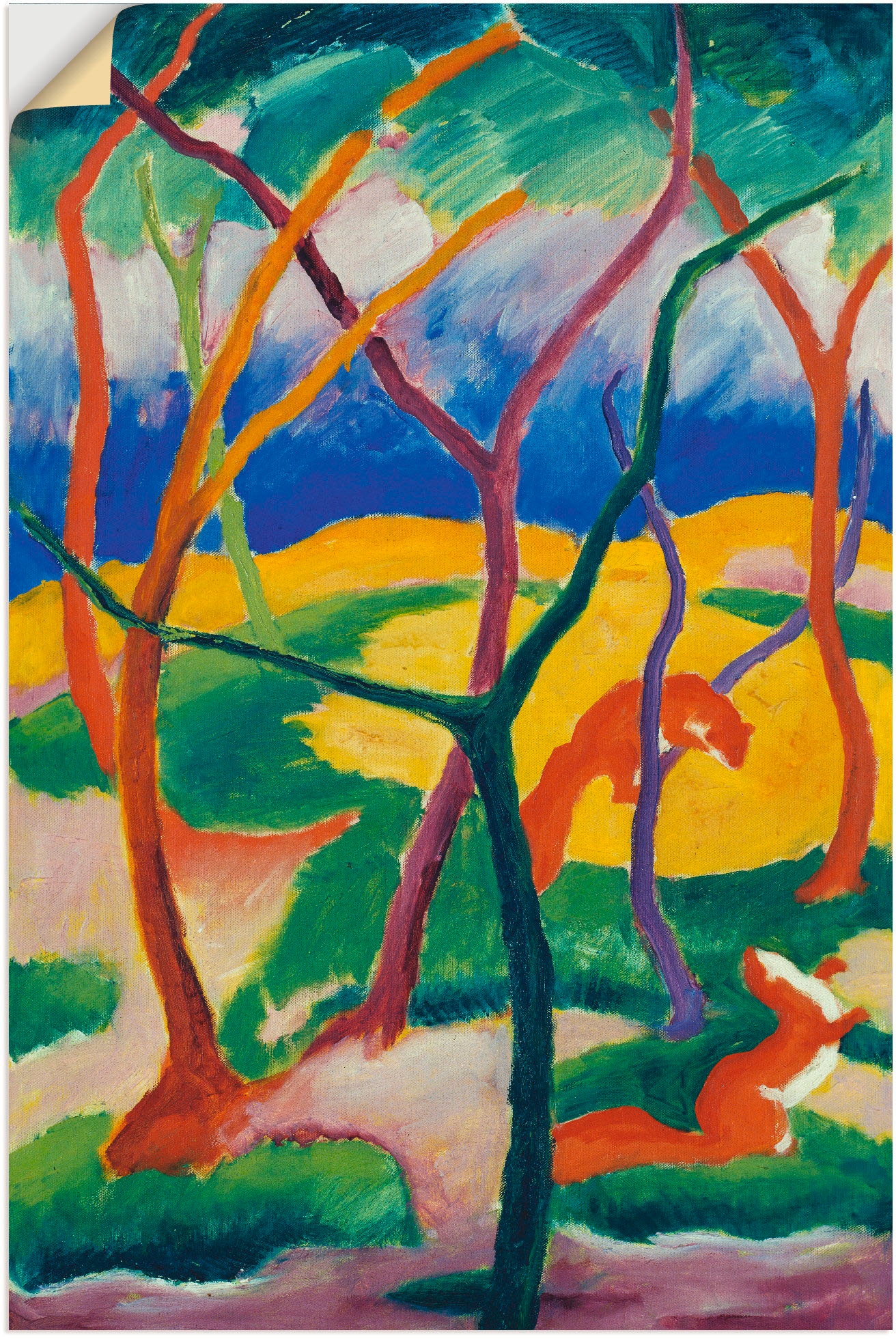 Artland Wandbild »Spielende Wiesel. 1911«, Wald, (1 St.), in vielen Größen & Produktarten - Alubild / Outdoorbild für den Außenbereich, Leinwandbild, Poster, Wandaufkleber / Wandtattoo auch für Badezimmer geeignet