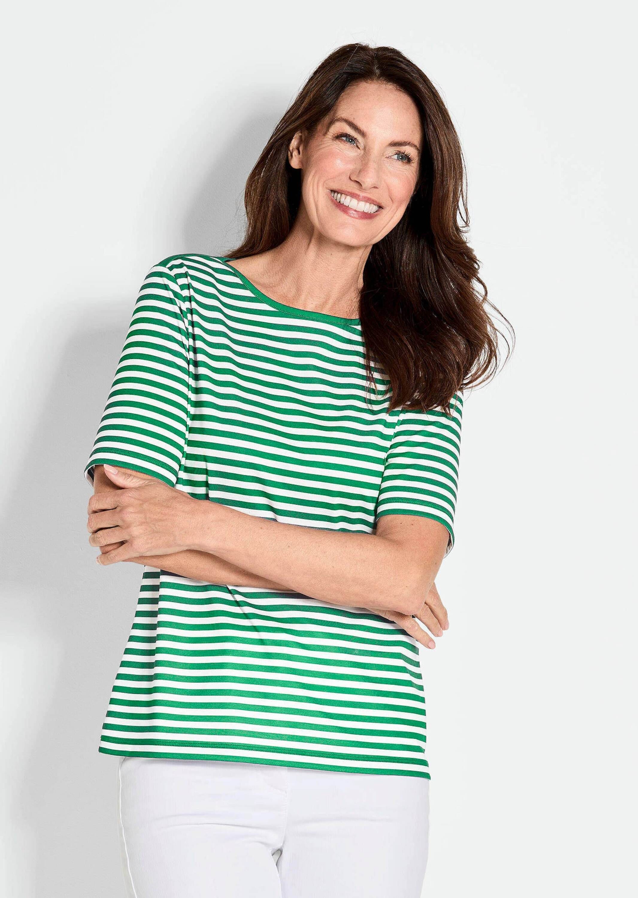GOLDNER Kurzarmshirt »Kurzgröße Stilvolles Streifenshirt für Damen«