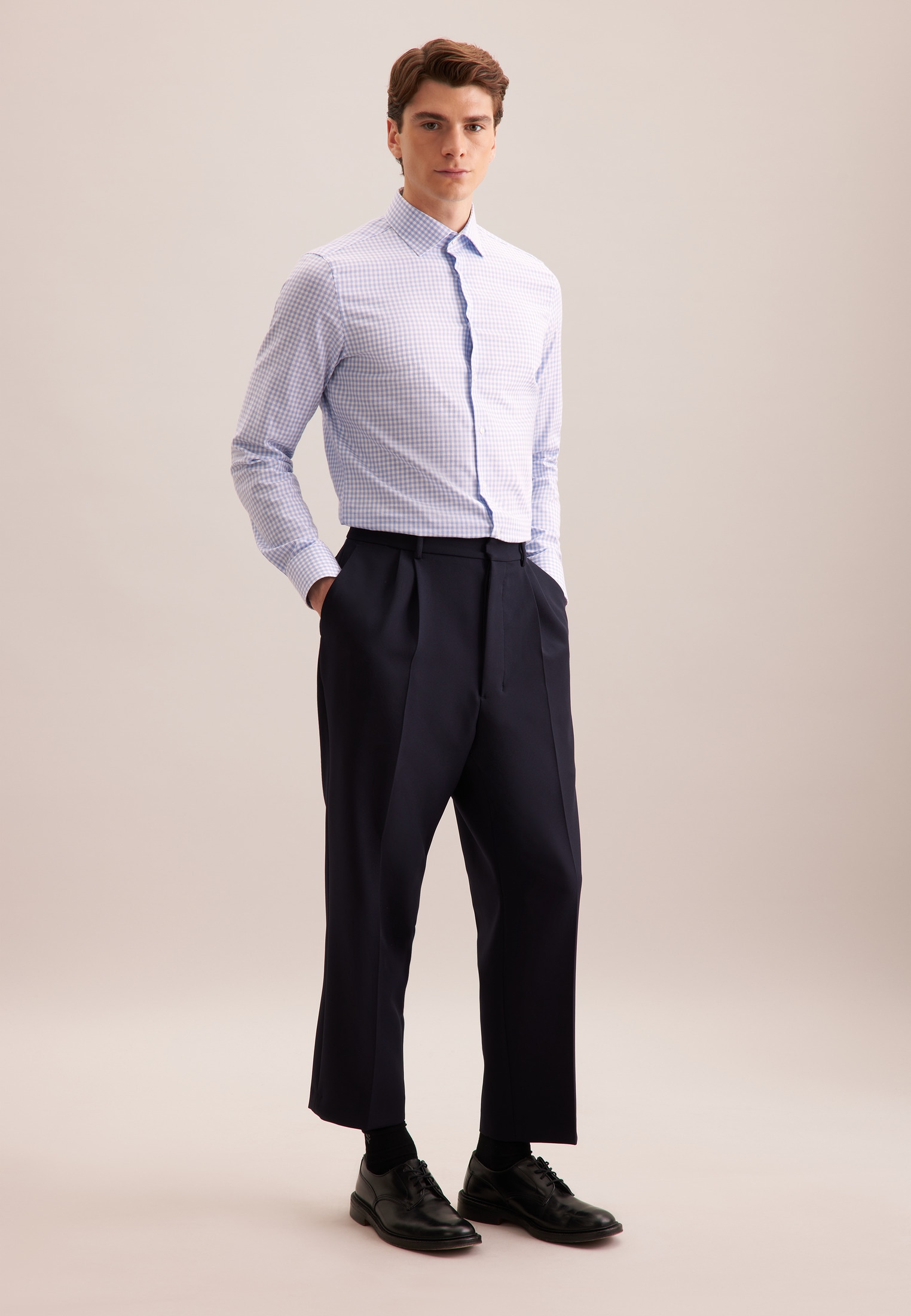 seidensticker Flanellhemd »Schwarze Rose« Shaped 1/1 Kentkragen Karo