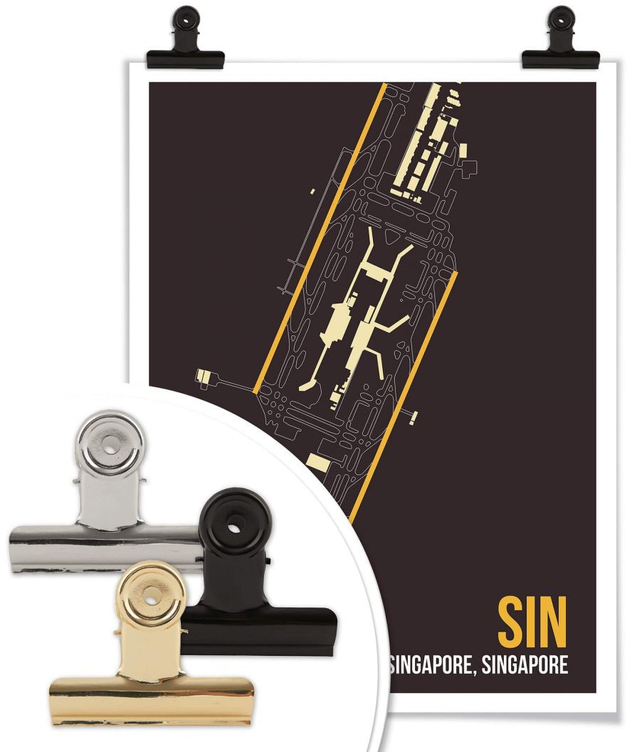 Wall-Art Poster »Wandbild SIN Grundriss Singapur«, Grundriss, (1 St.), Poster ohne Bilderrahmen
