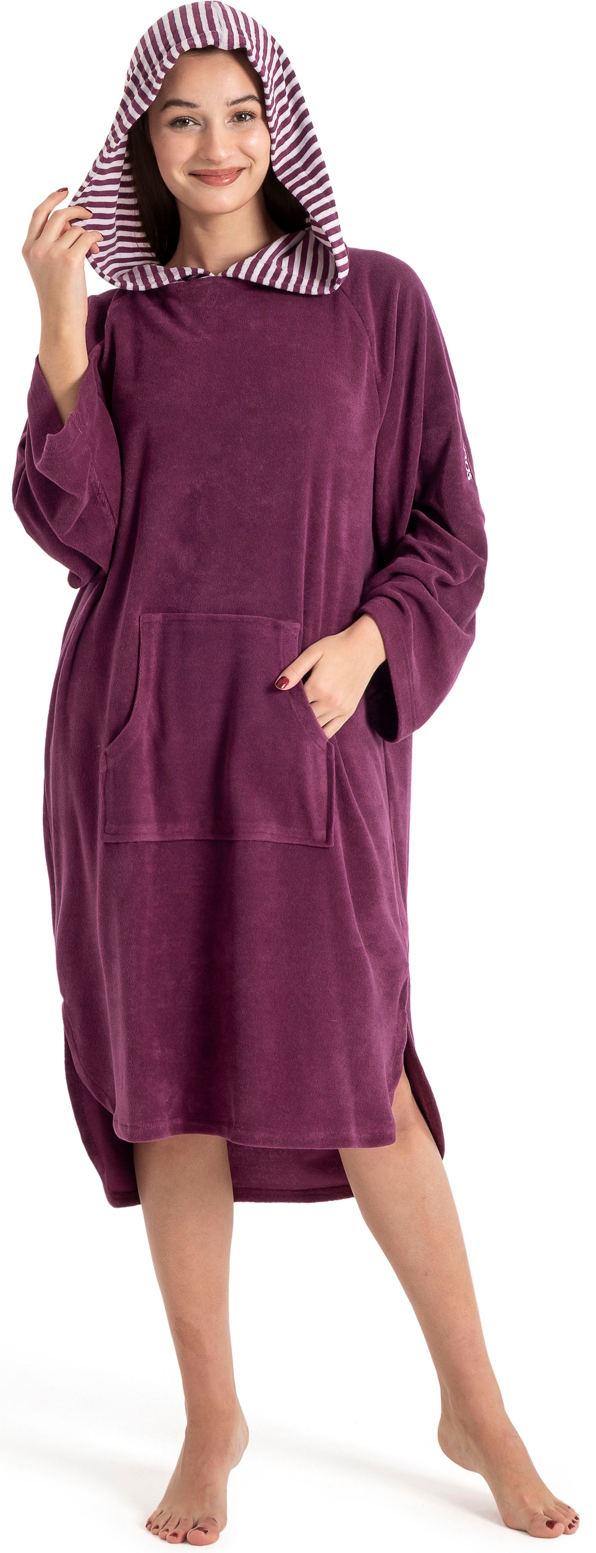 KangaROOS Badeponcho »Dalia Surfponcho, ideal für Sauna, Spa & im Urlaub« 1 Stk. weich, Uni-Farben mit Streifen, leicht, Unisex, für Damen und Herren