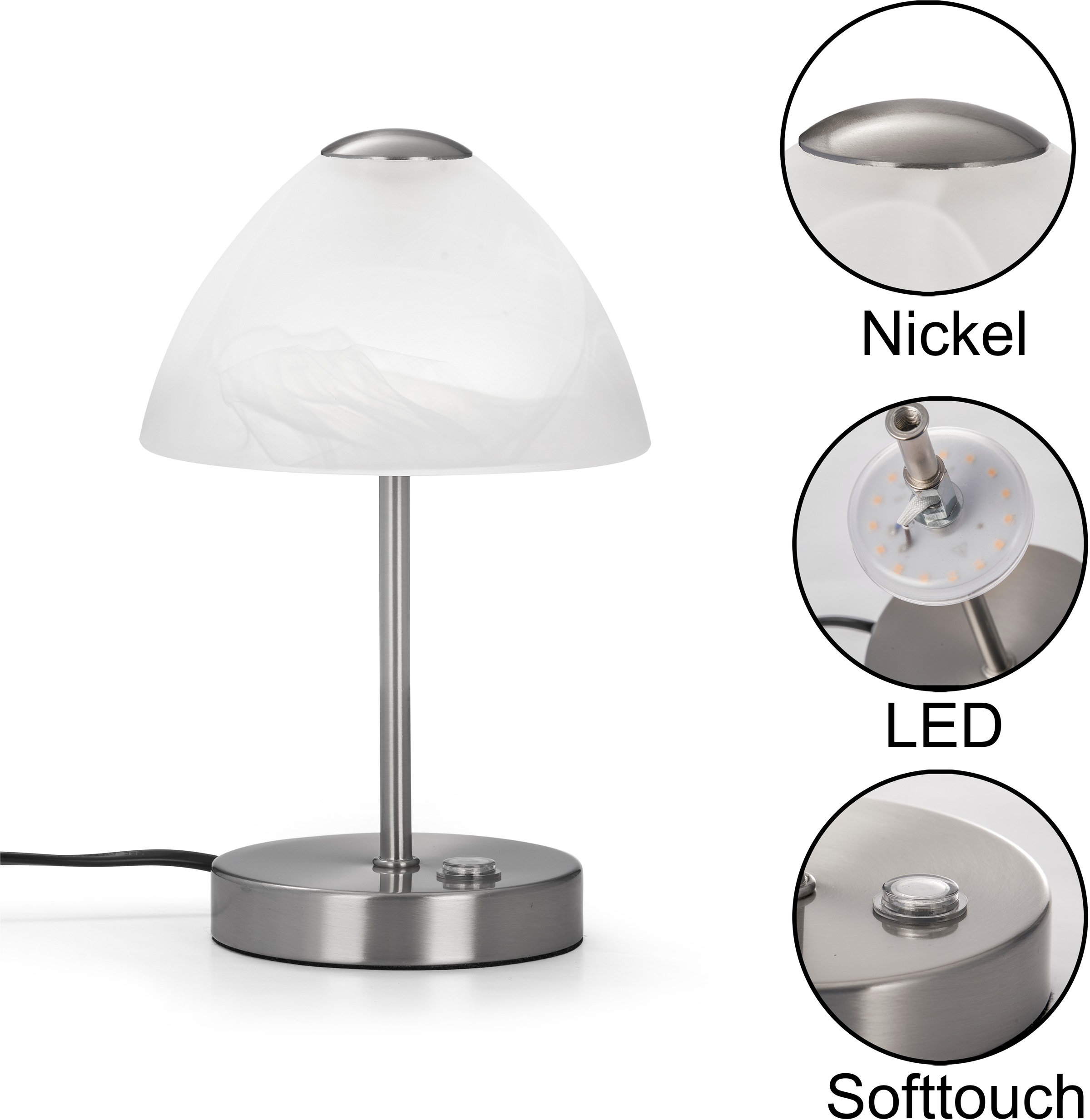REALITY Leuchten LED Tischleuchte »Queen« LED-Board 1 Stk. Warmweiß Tischlampe mit 4 fach TOUCH-Dimmer in klassischem Design