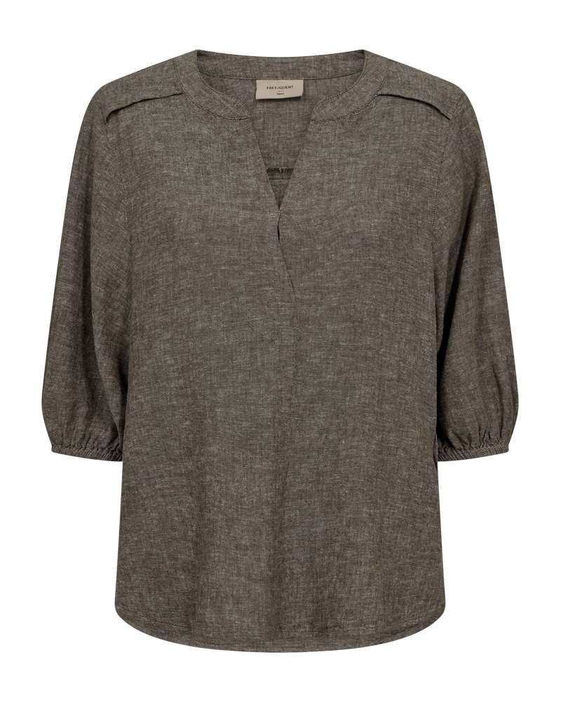 FREEQUENT Schlupfbluse »FQLAVA-BLOUSE« melierte Sommerbluse mit Leinen