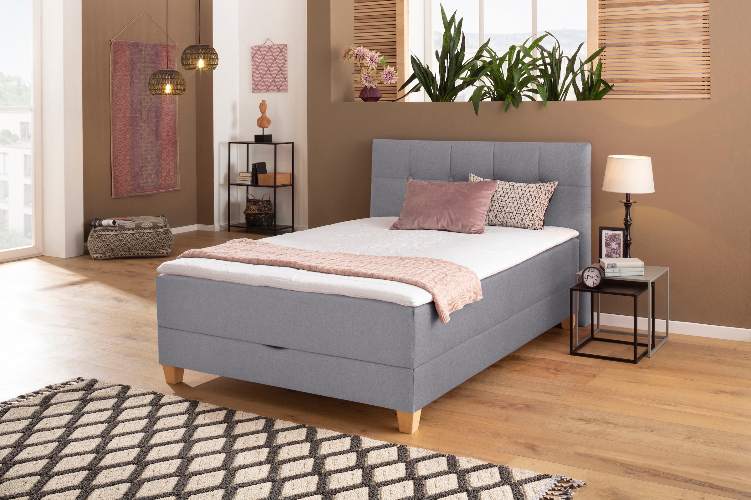 Home affaire Boxbett »Lonrai«, in H2,H3 & H4 und XXL - Überlänge 220cm wählbar, inkl. Topper
